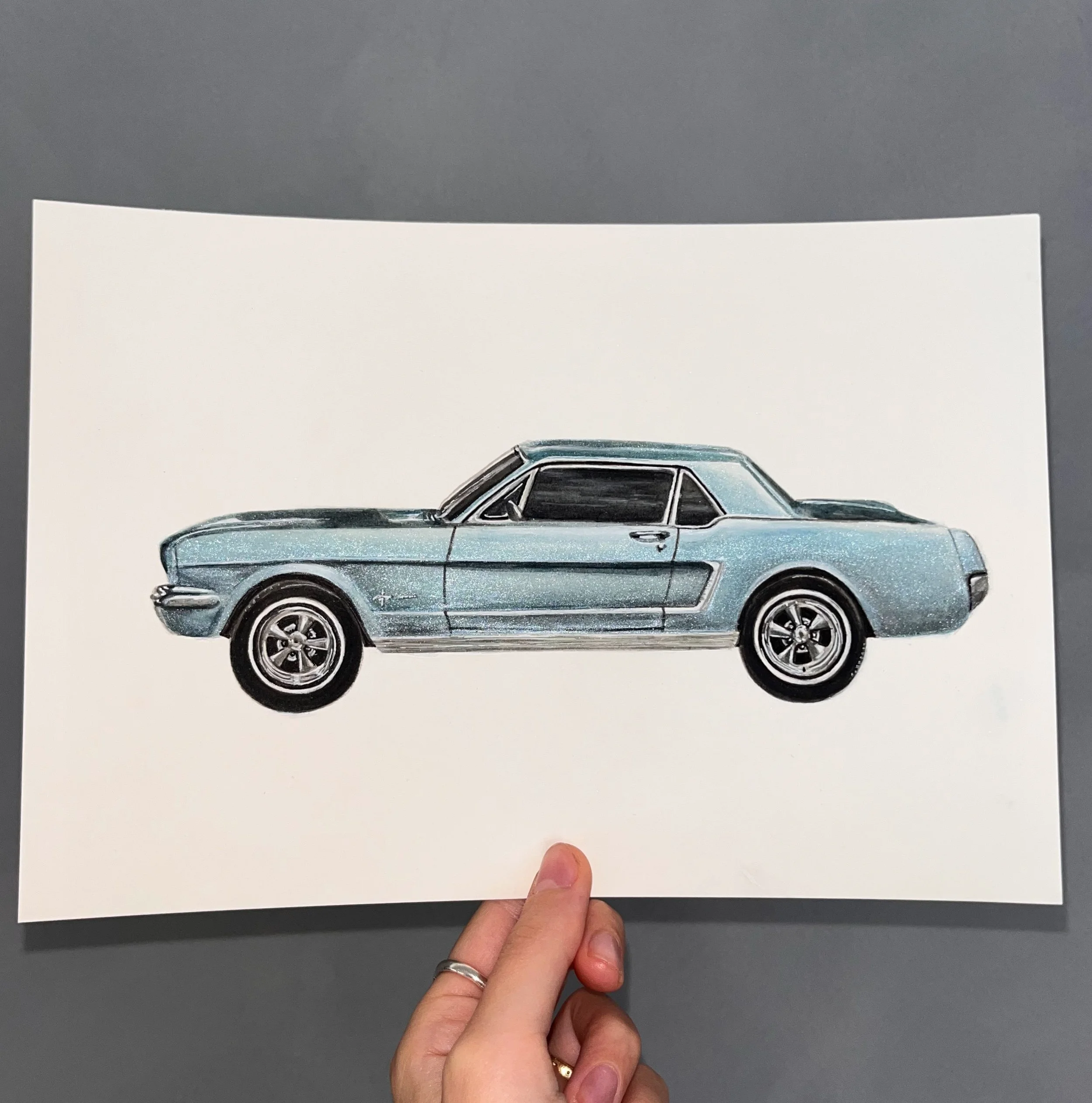 Process of painting a 1966 Ford Mustang Coupe 💙

This one I painted with metallic watercolours, so it sparkles when the flash/light is on it ✨🧚&zwj;♀️

Car from @_ff6575 #mustangcoupe #americanclassiccars #automotiveart #fordmustangs #melbournearti