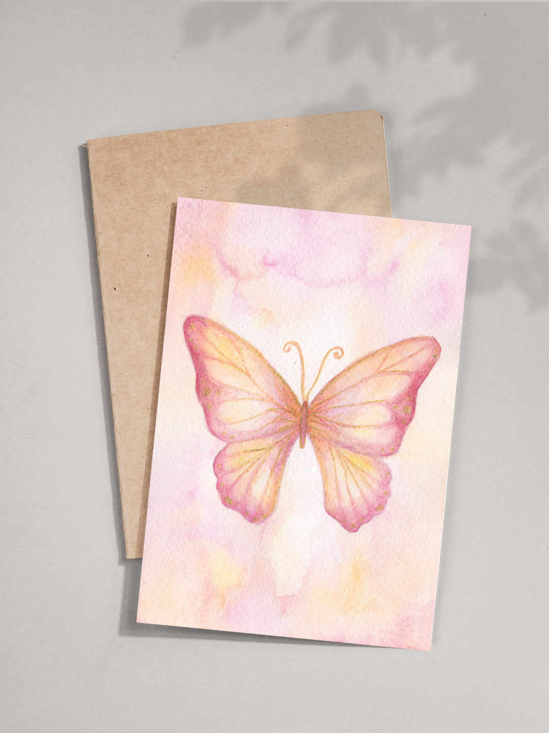 Pink Peach Butterfly Card