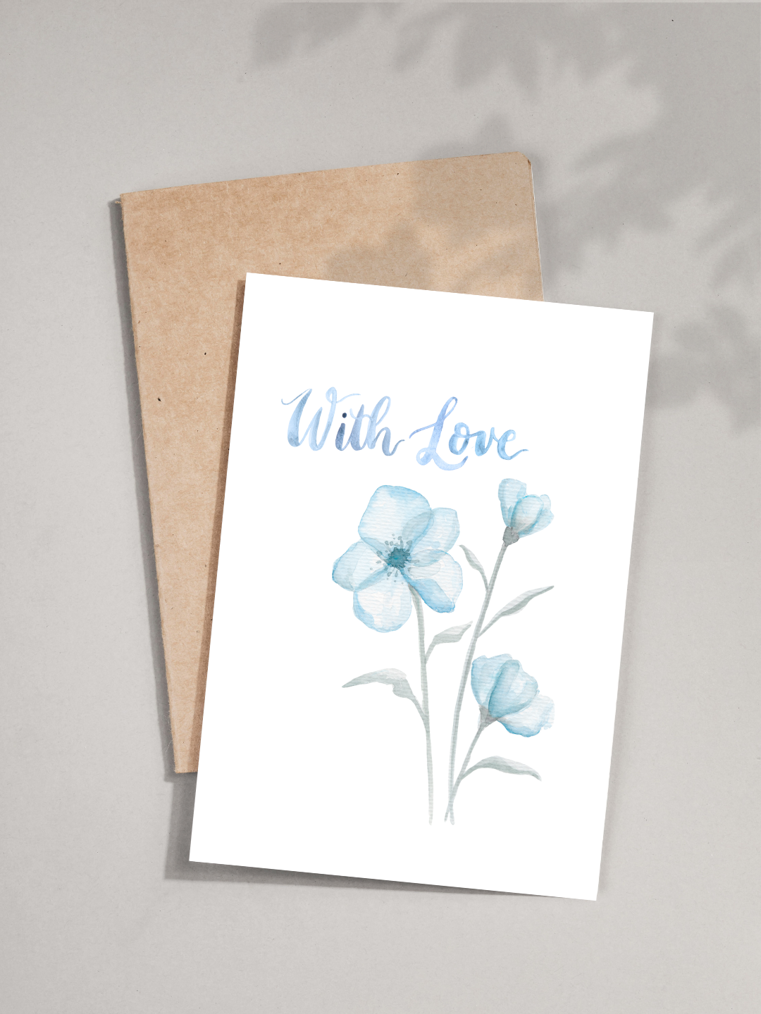 Blue Flower With Love Card