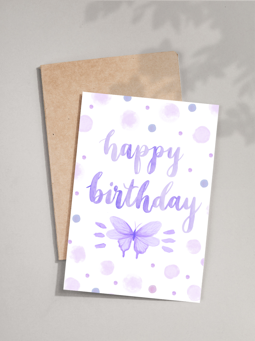 Purple Lavender Butterfly Happy Birthday Card