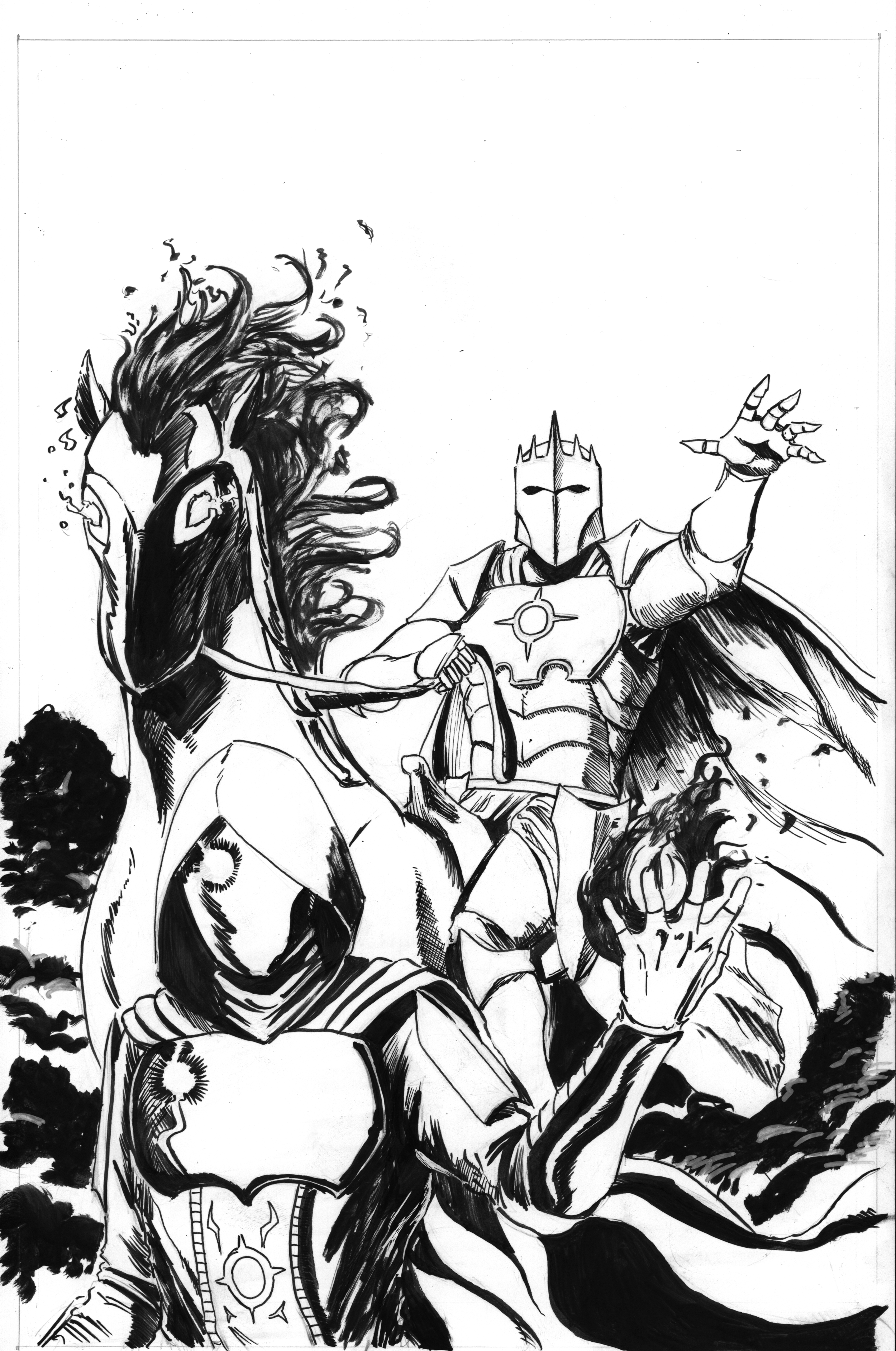 The Legend of Kyyden #1 - Variant Cover
This variant cover features Kyyden's villains menacing the viewer. To me this piece was successful, however there were challenges in making the two figures feel imposing without crowding each other out.