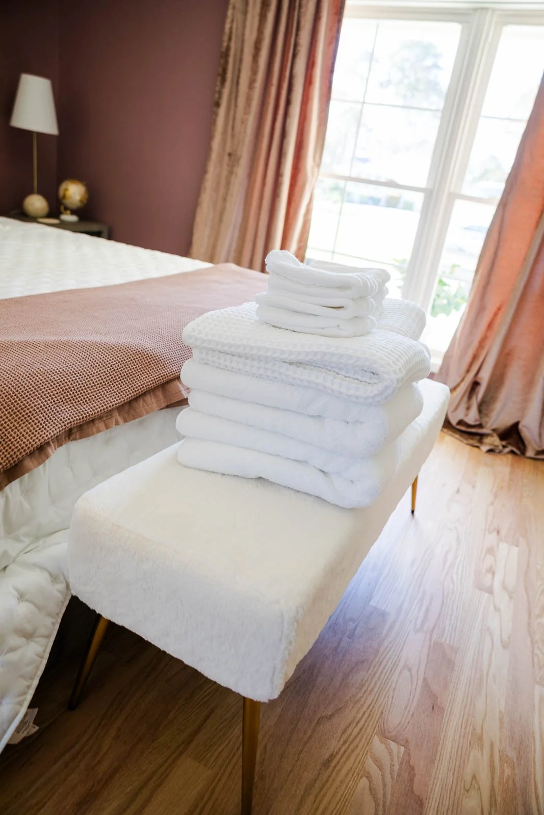 Fresh clean linens washed in our in house natural laundry detergent. 