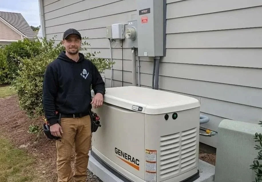 Whole house standby generator and ATS installed and maintained by the experts at WaveRider Electric & Automation in Bolivia NC.