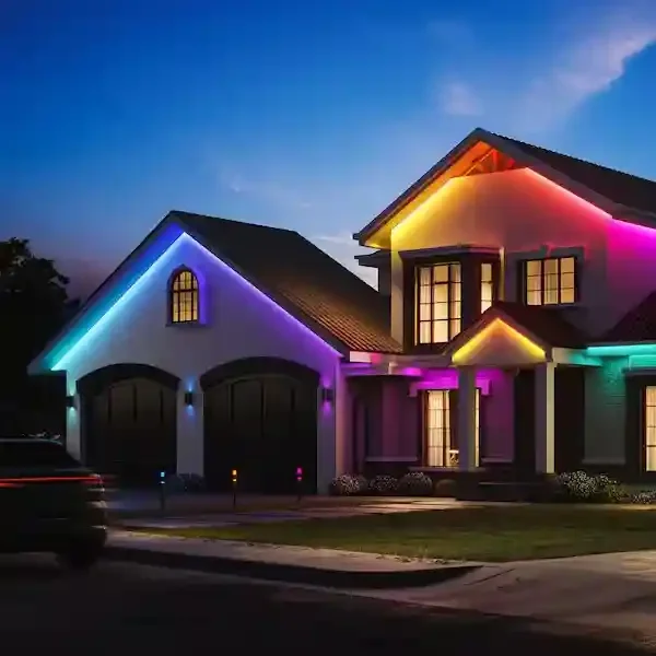 Govee permanent outdoor smart lighting installed by WaveRider Electric & Automation in Riverlights, Wilmington NC