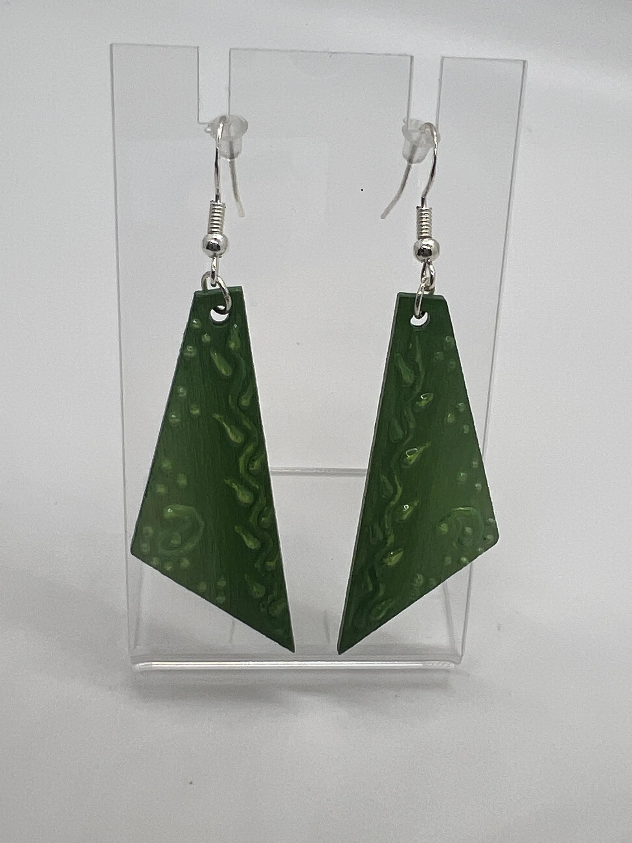 Designer Handmade Art jewelry - Cute Dangle Earrings in Ombré Green