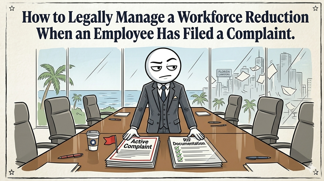 HR executive managing RIF documentation and active employee complaints during a workforce reduction.