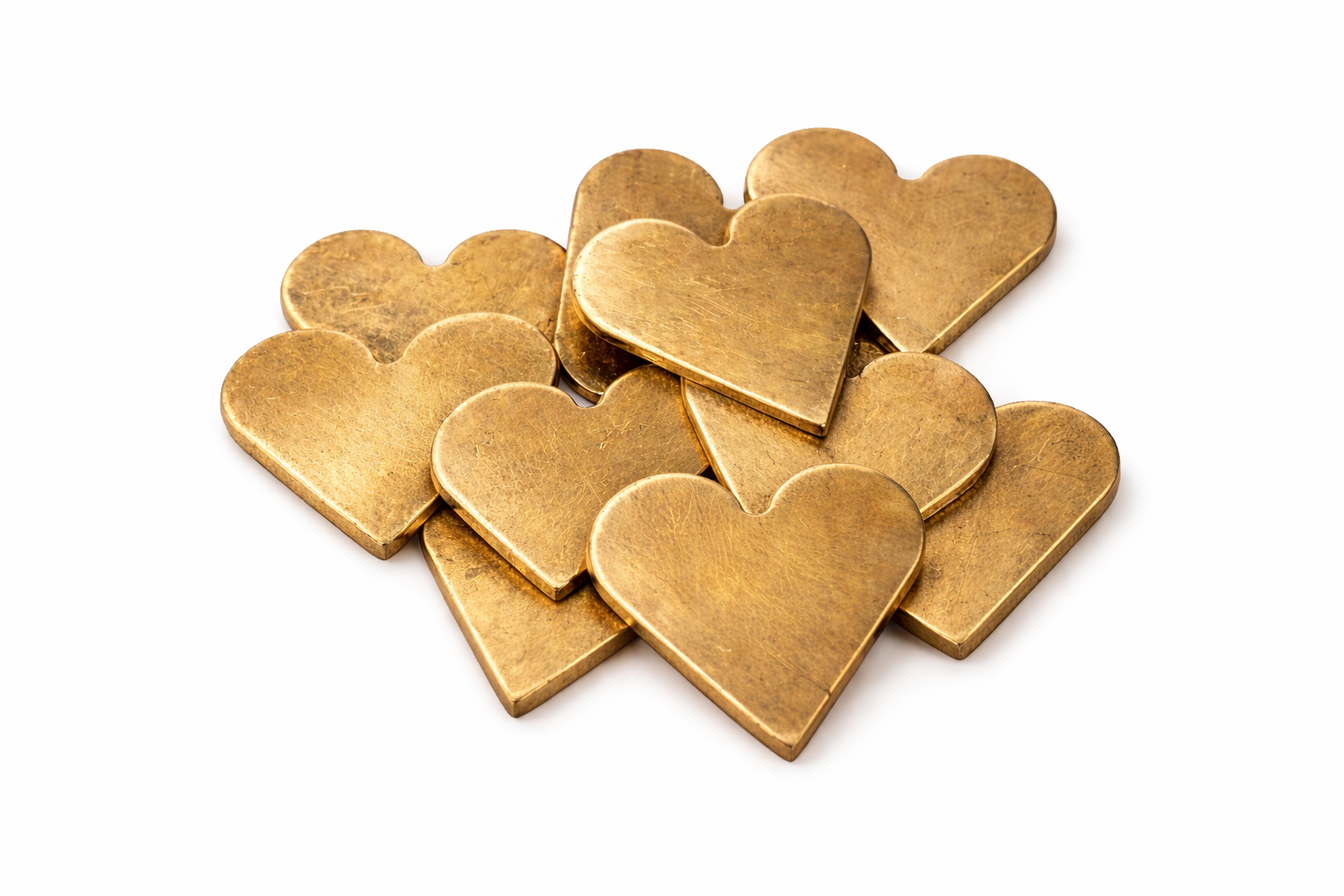 Hand Punched Brass Hearts