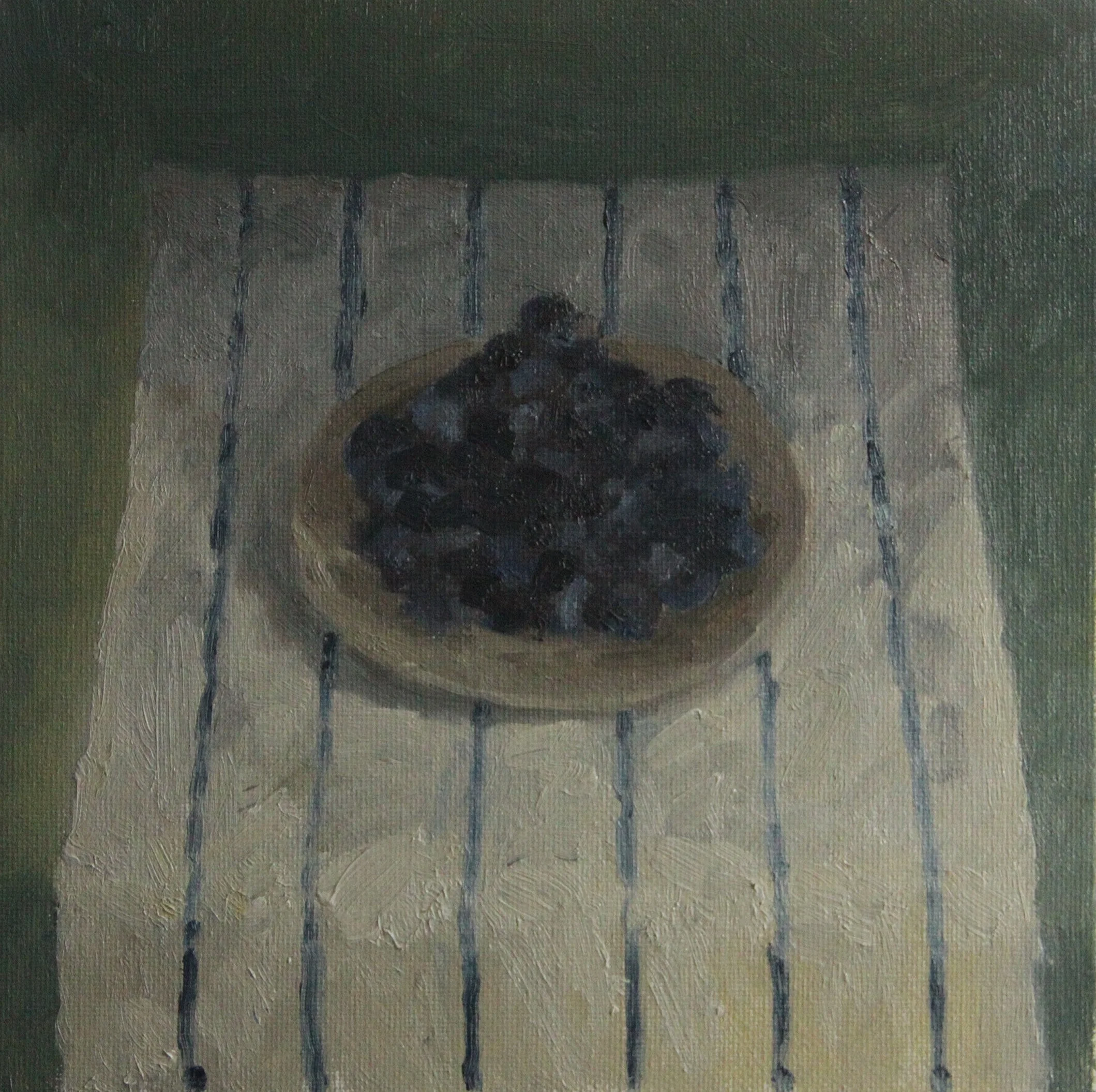 "A Bowl of Blueberries" 2024, Oil on Canvas Board, 8 x 8 inches 🔴Sold