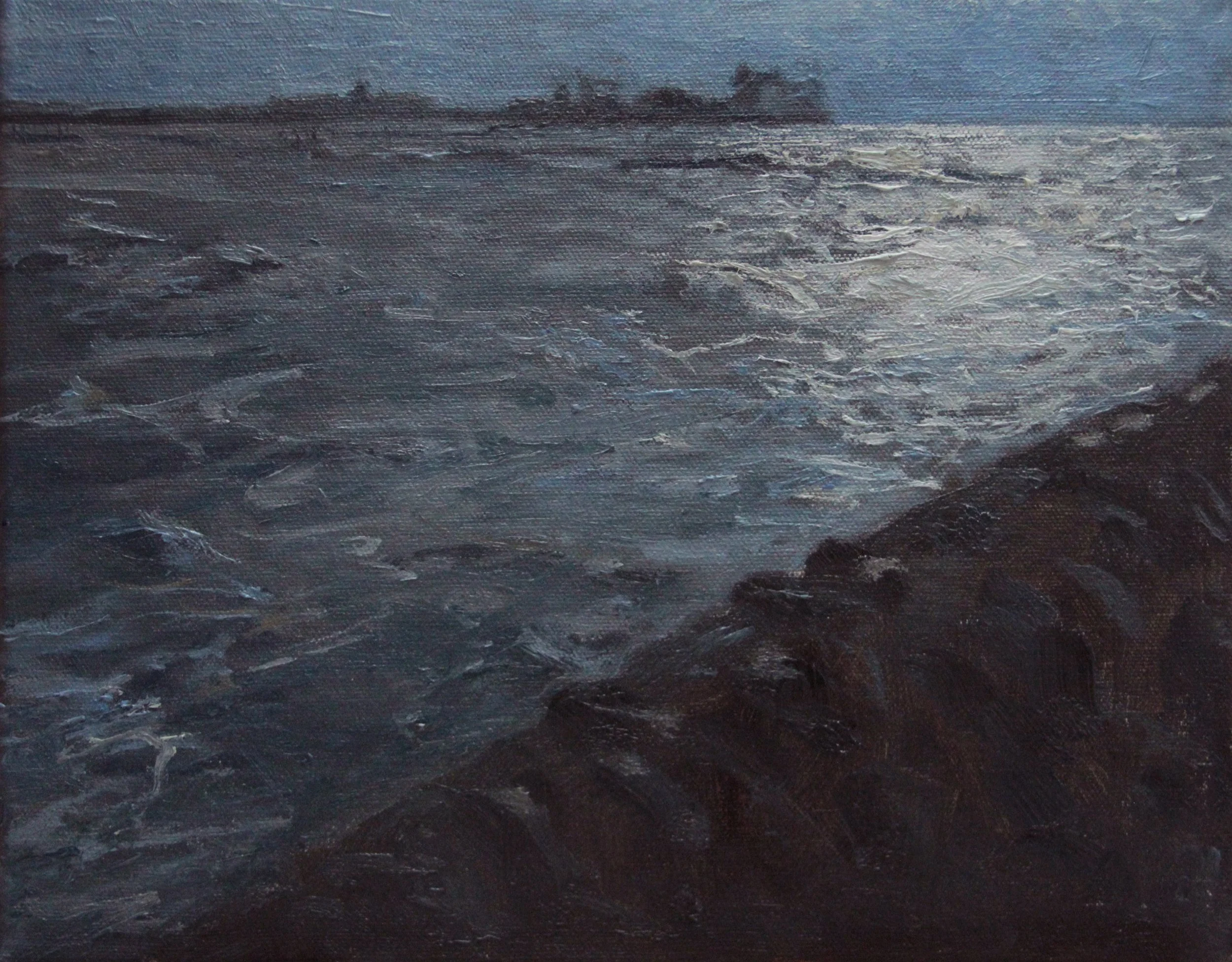 "Waves by Brighton Groyne" Oil on Canvas, 10 x 12 inches