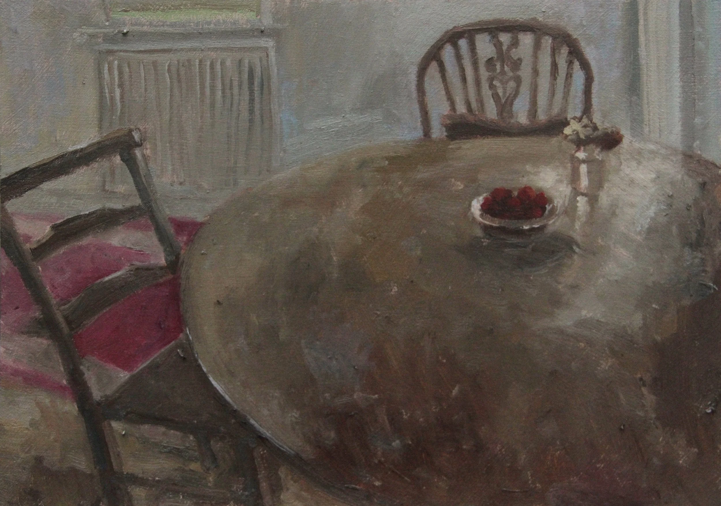"Where Nan Sits" 2025, Oil on Board, 8 x 11 inches