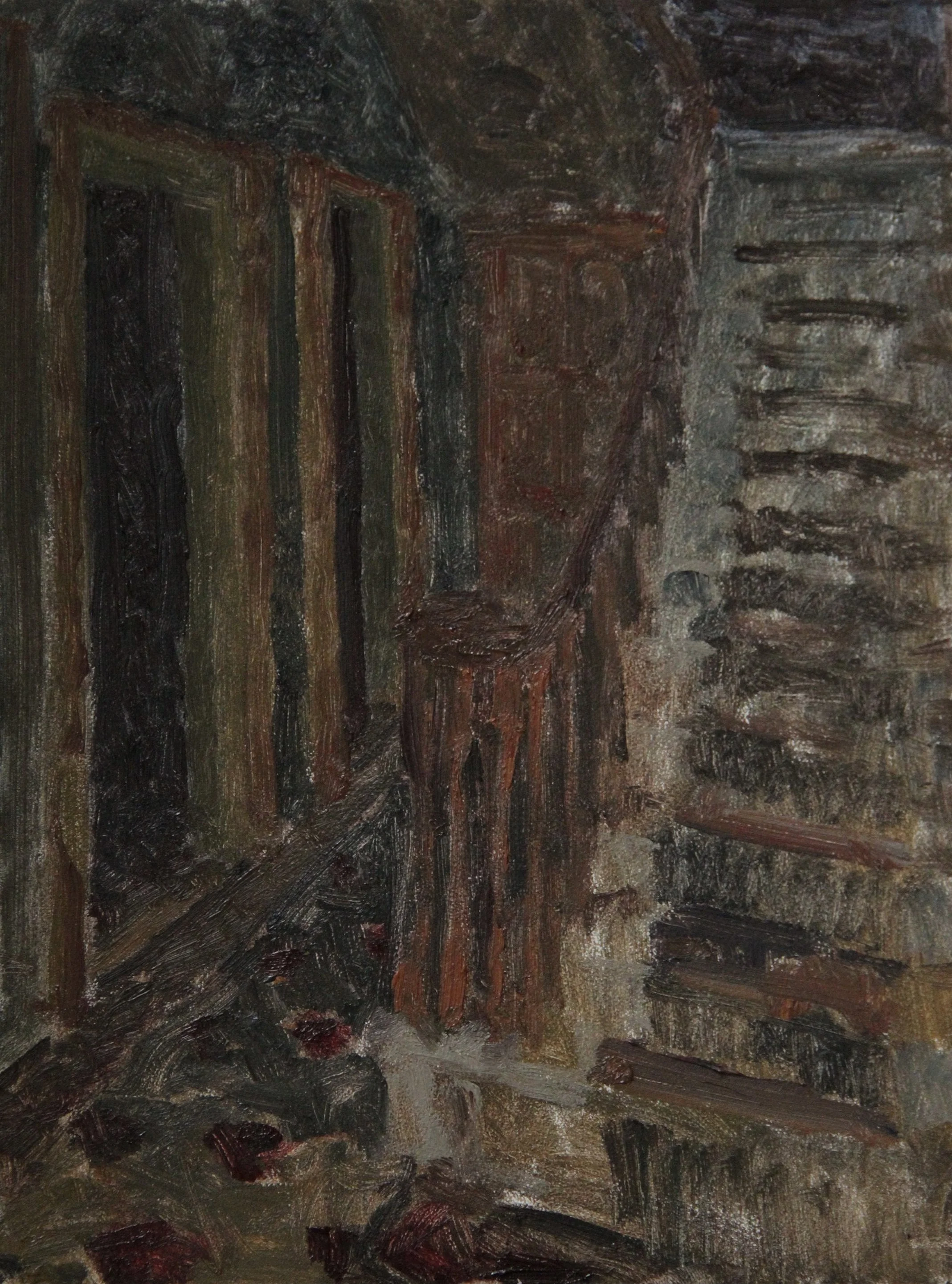 "Study of Dark Hallway" 2025, Oil on Board, 7 x 10 inches