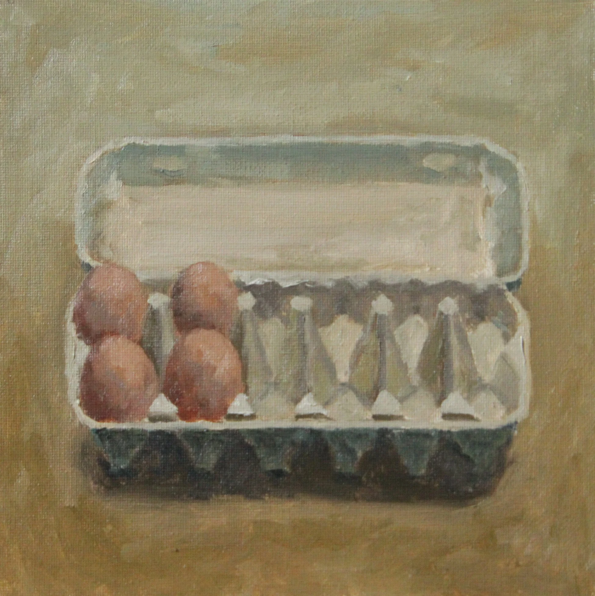 "Only Four Eggs Left" 2024, Oil on Canvas Board, 8 x 8 inches 🔴Sold