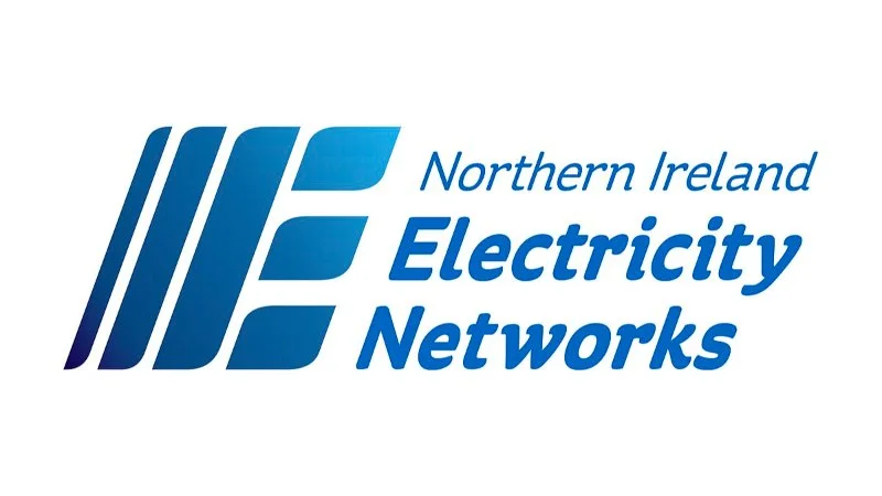 Logo of Northern Ireland Electricity Networks with blue stylized design and text.