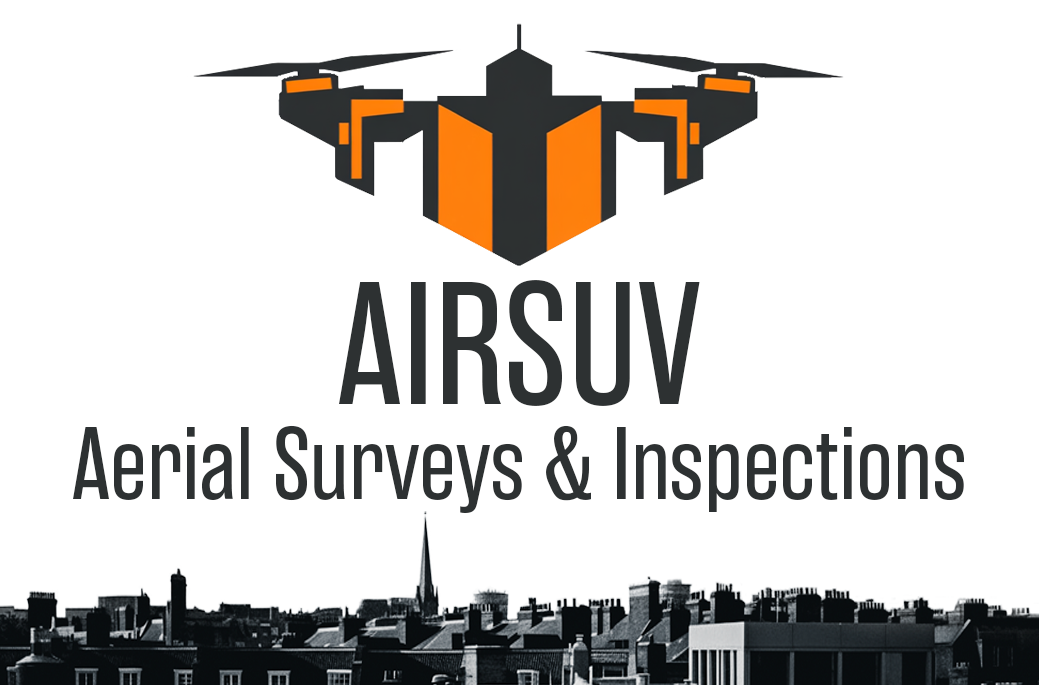 Airsuv logo featuring a stylised drone above the text ‘Aerial Surveys & Inspections