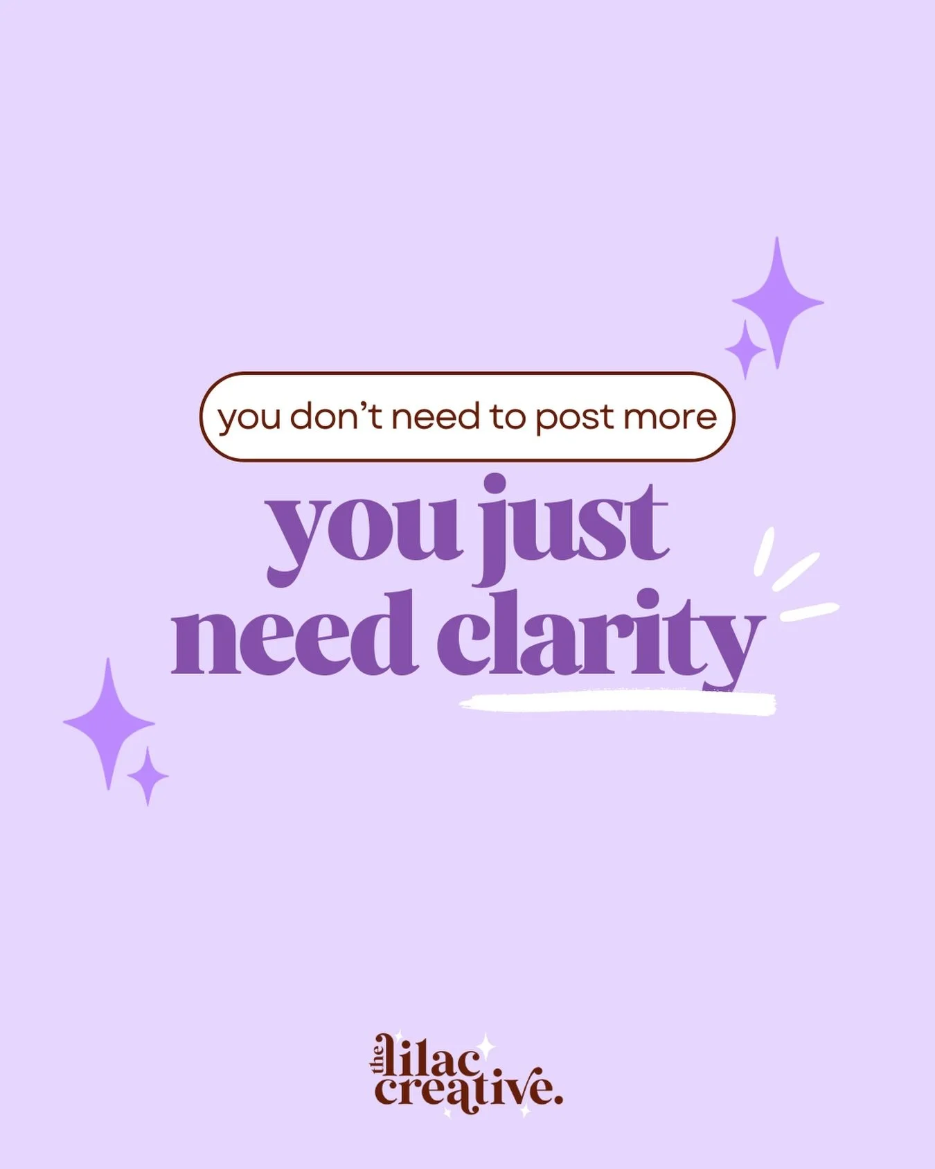 You don&rsquo;t need to post more.
You just need clarity✨

And I know that can sound a bit woo&hellip;

I&rsquo;m not saying that once you get clear on your business and your marketing, customers will suddenly start flooding in overnight. That&rsquo;