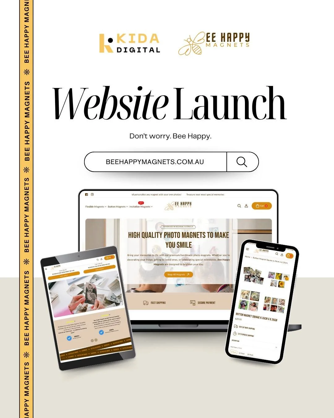 ✨ Launch day feels! ✨

So excited to unveil the new online home for @bee.happymagnets, built and launched in just one month. Huge congrats to Jill for taking this small Aussie biz from idea to online. 

Love seeing small business dreams come to life&