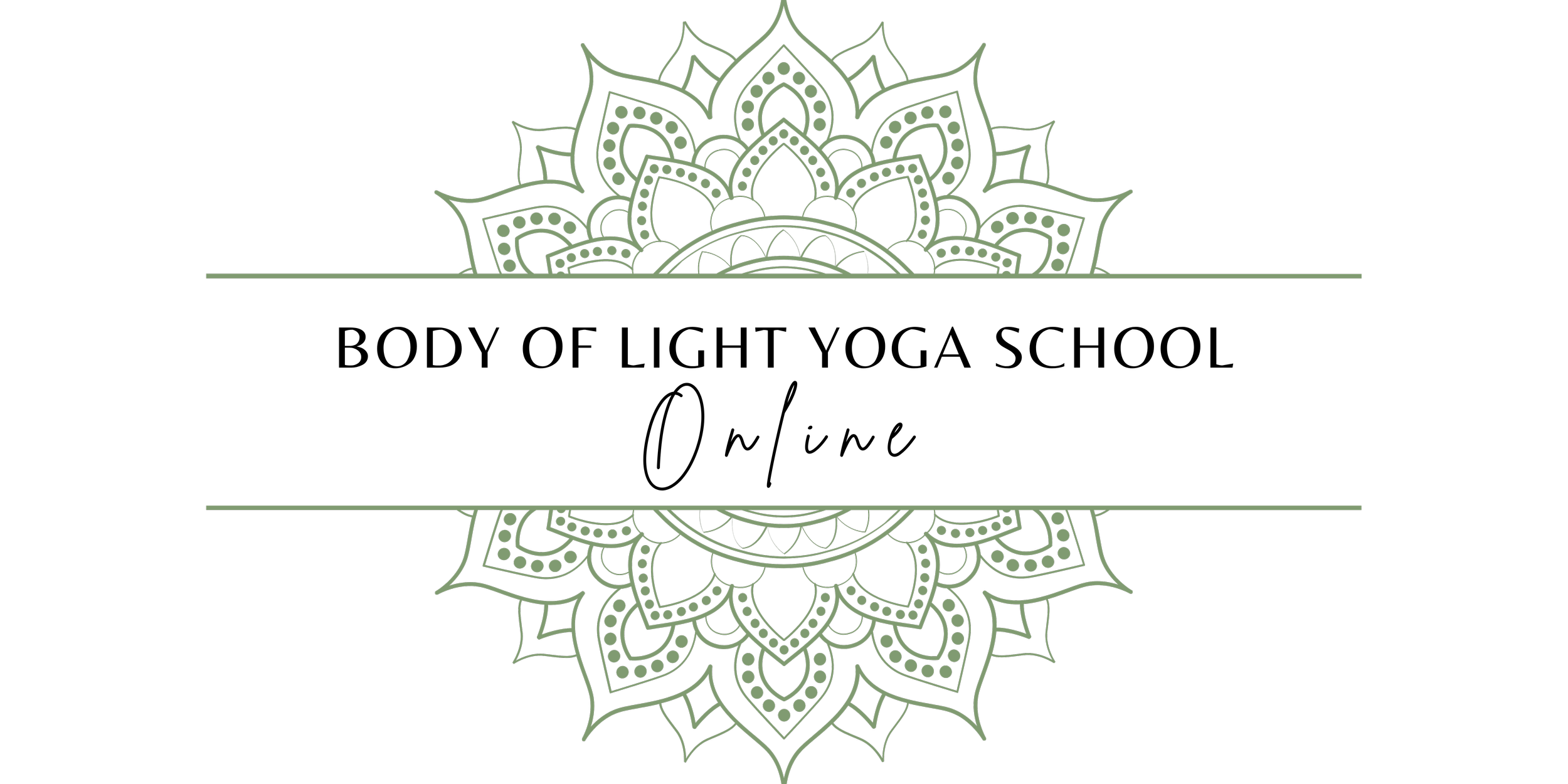 Elegant green mandala pattern on black background with space for text