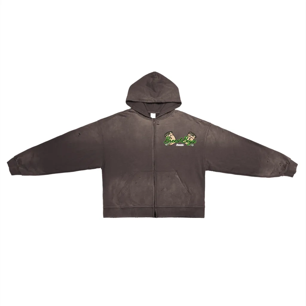 BreeshBoyz Brown Money Zip-Up Hoodie