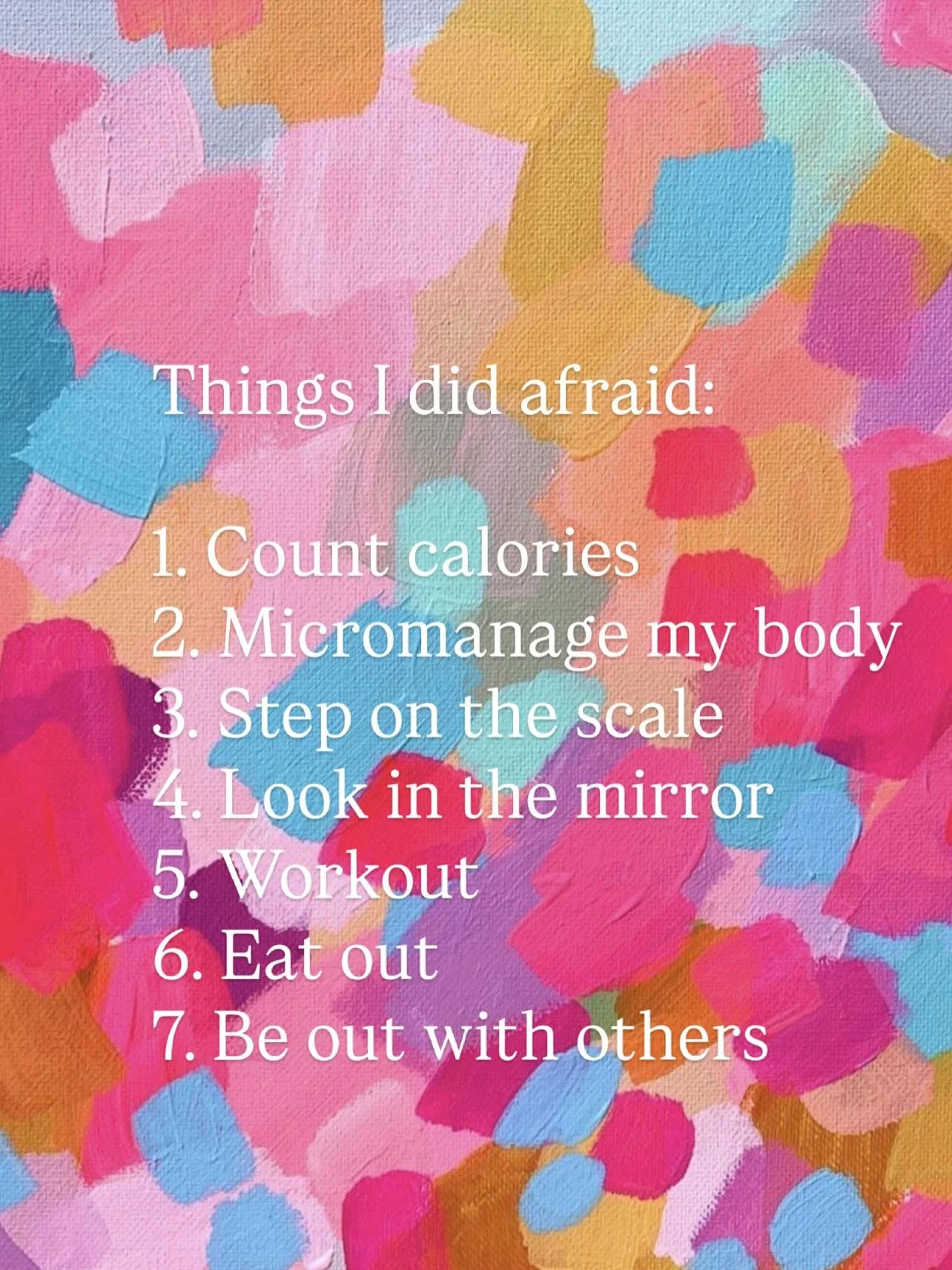 Recovery isn&rsquo;t about perfection&mdash;it&rsquo;s about peace.
There was a time when I was afraid of so many ordinary things: the number on a scale, my reflection, food, my own body, rest, being seen. Fear dictated everything.
But recovery taugh