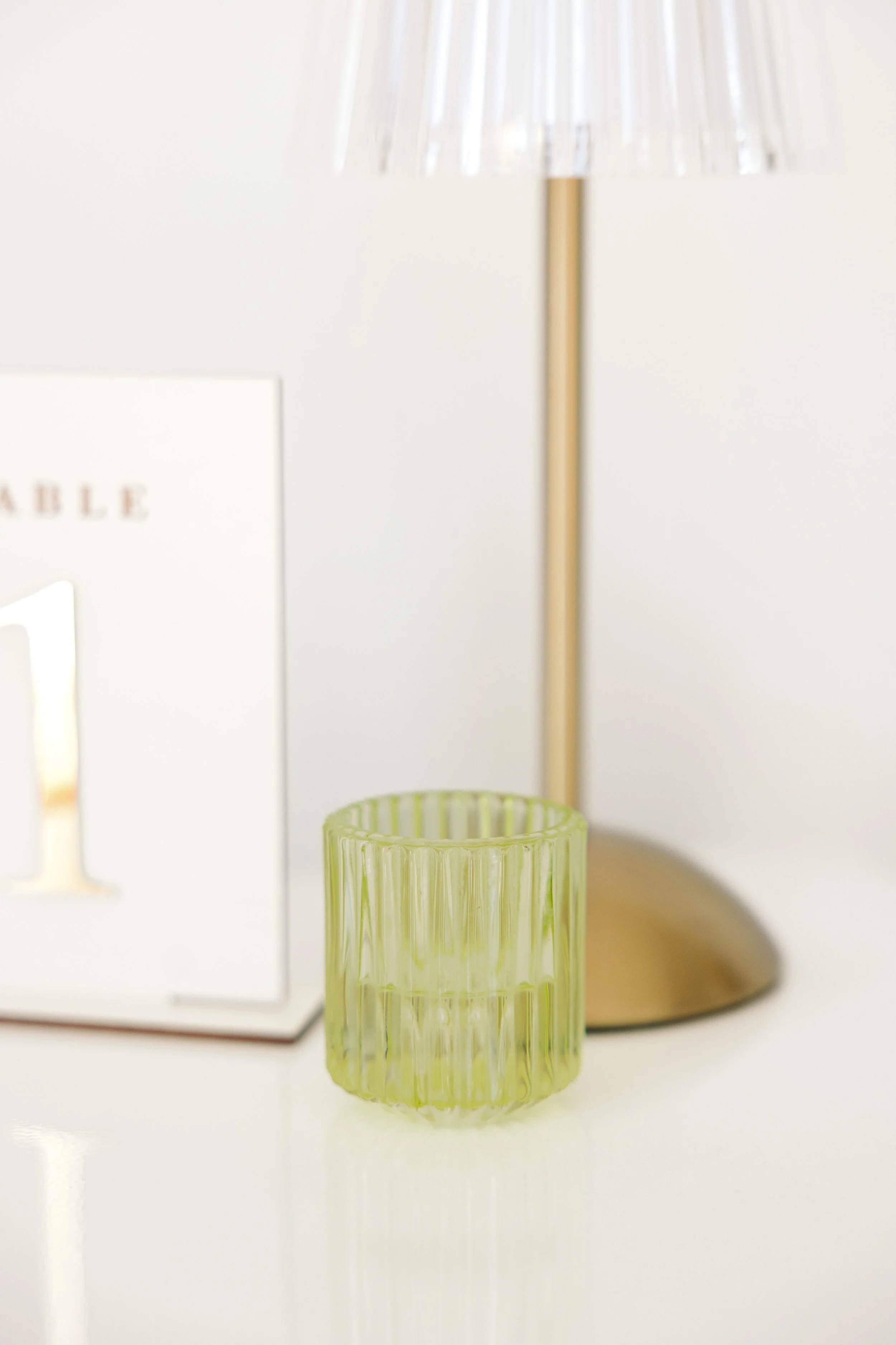 Green Glass Votive & Candle Holder