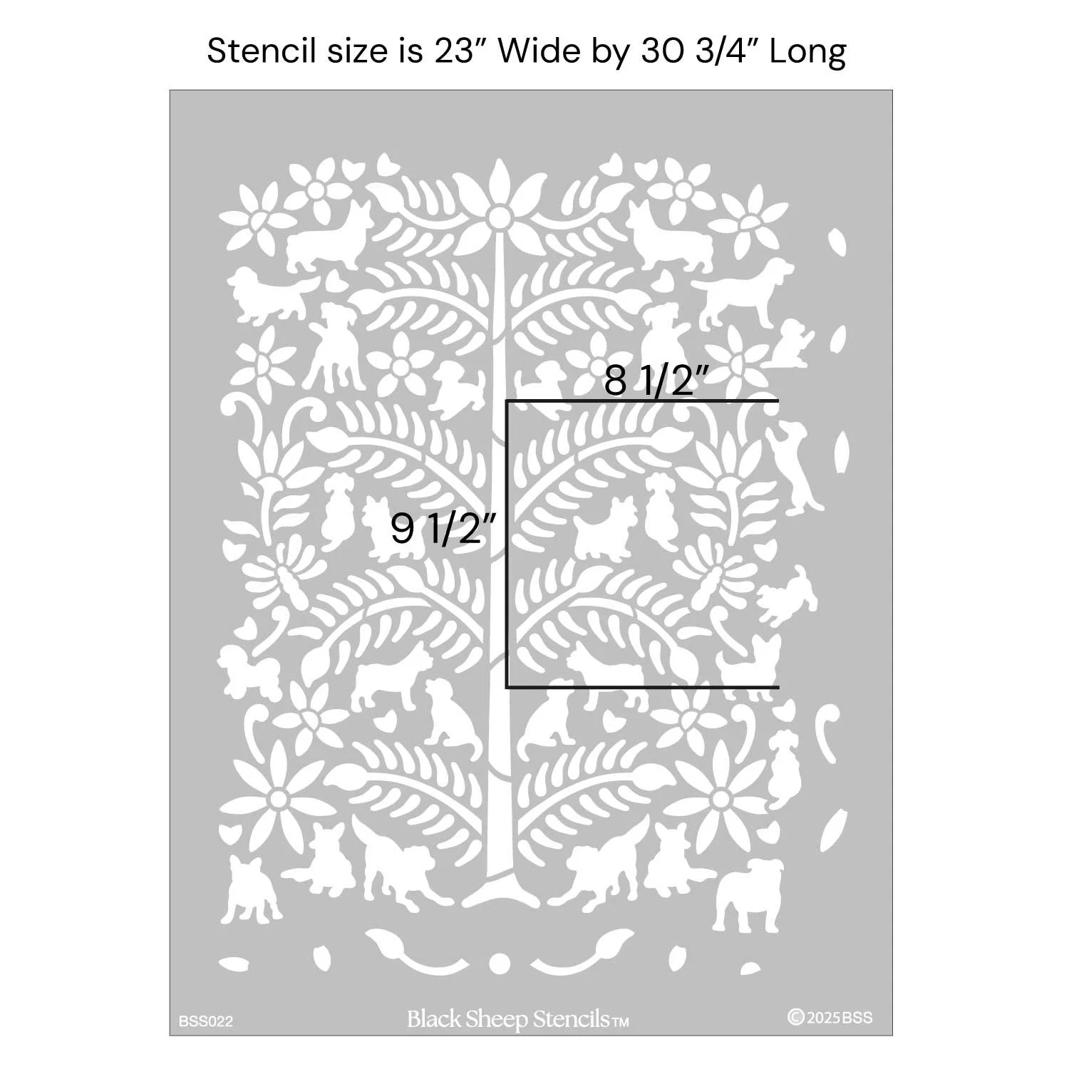 Dog's-in-The-Garden-Stencil-in-gray-scale-with-measurements.jpg