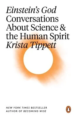 Book cover of 'Einstein's God: Conversations About Science & the Human Spirit' by Krista Tippett, featuring a simple design with a white background and an orange circle. Includes a note about being a New York Times bestseller.