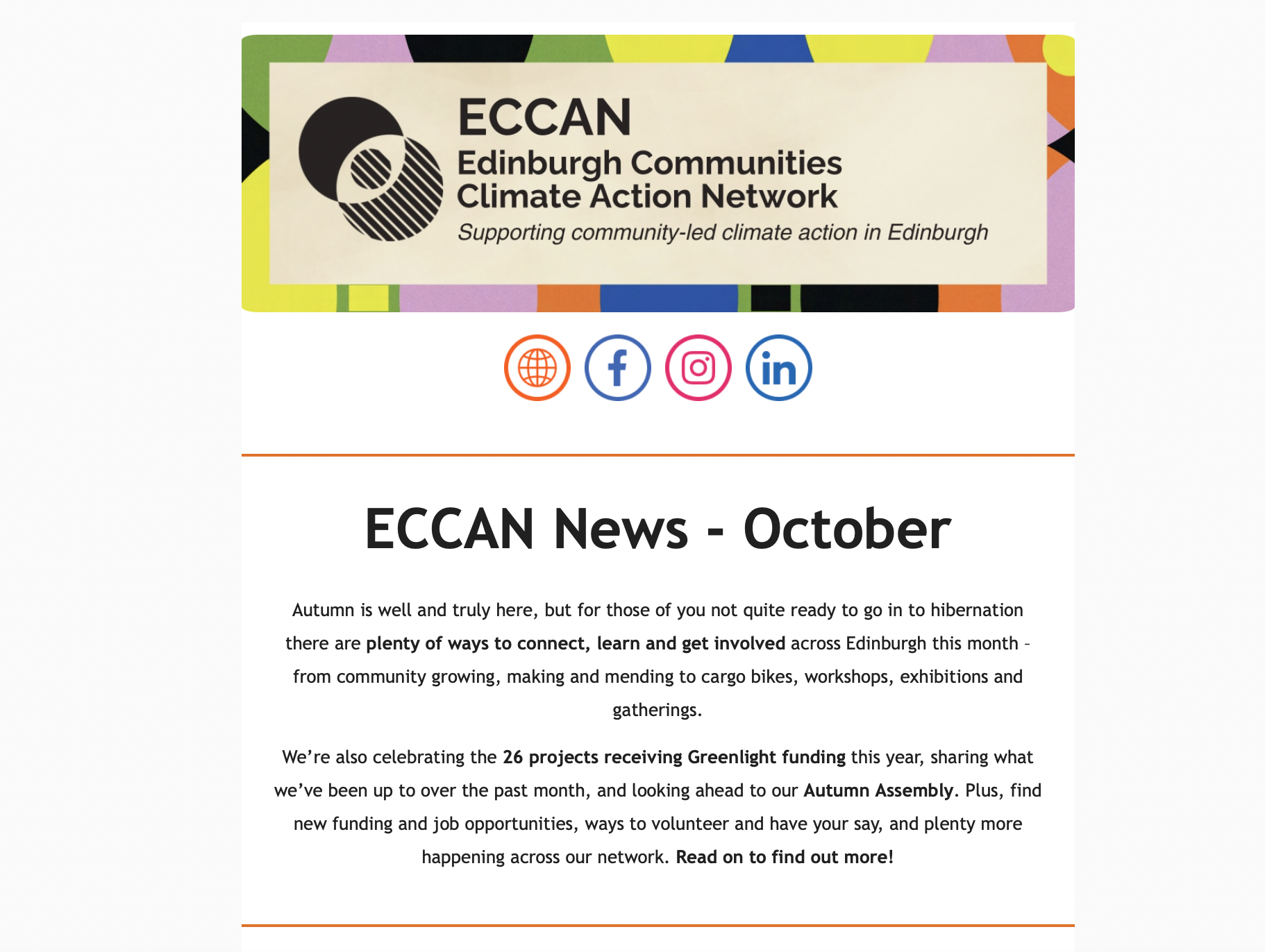 October Newsletter Roundup: News, Events and Opportunities Across Edinburgh