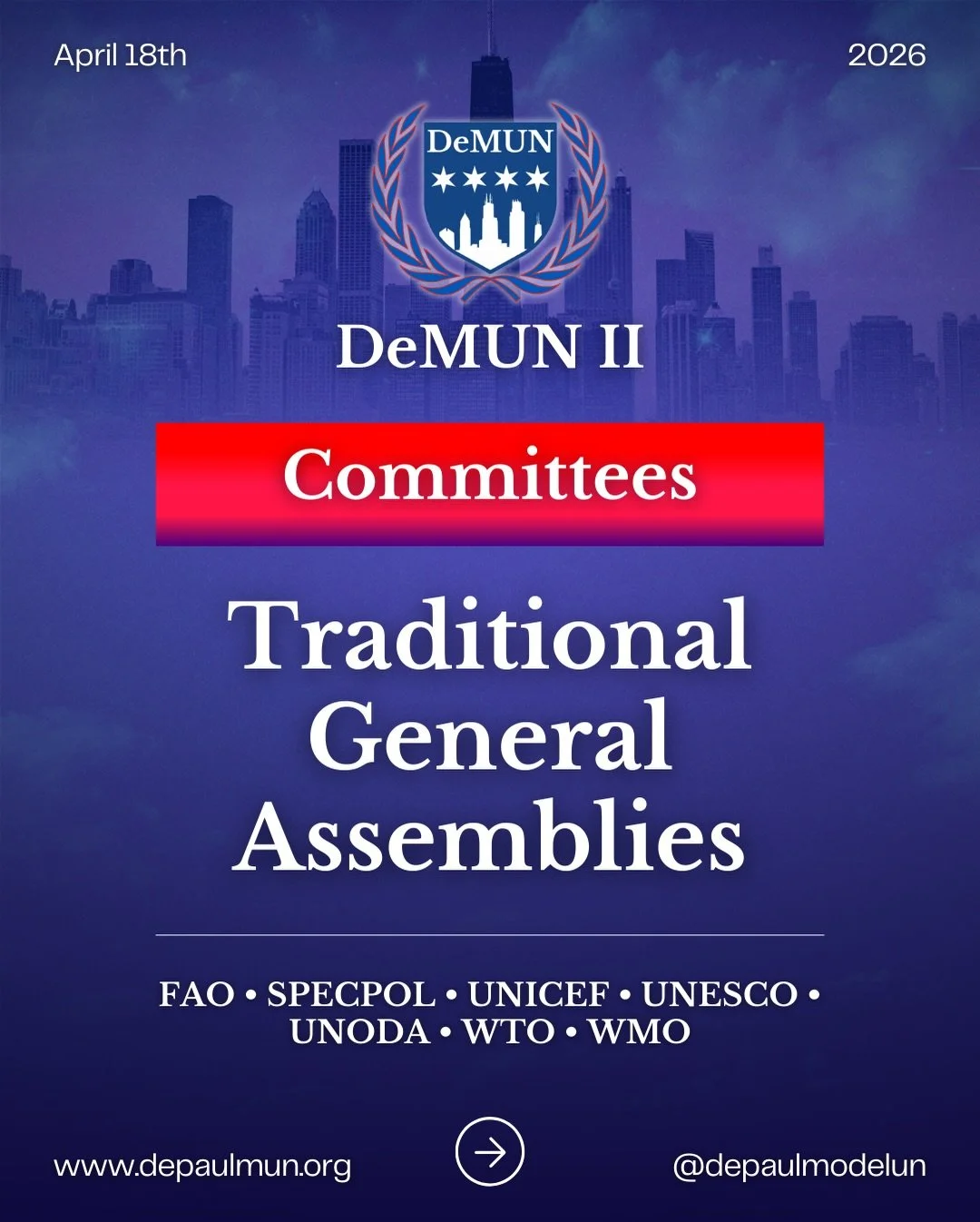 Traditional General Assemblies

The Traditional General Assemblies bring delegates into core UN bodies addressing today&rsquo;s most pressing global challenges - from food security and peacekeeping to climate governance, trade, and cultural preservat