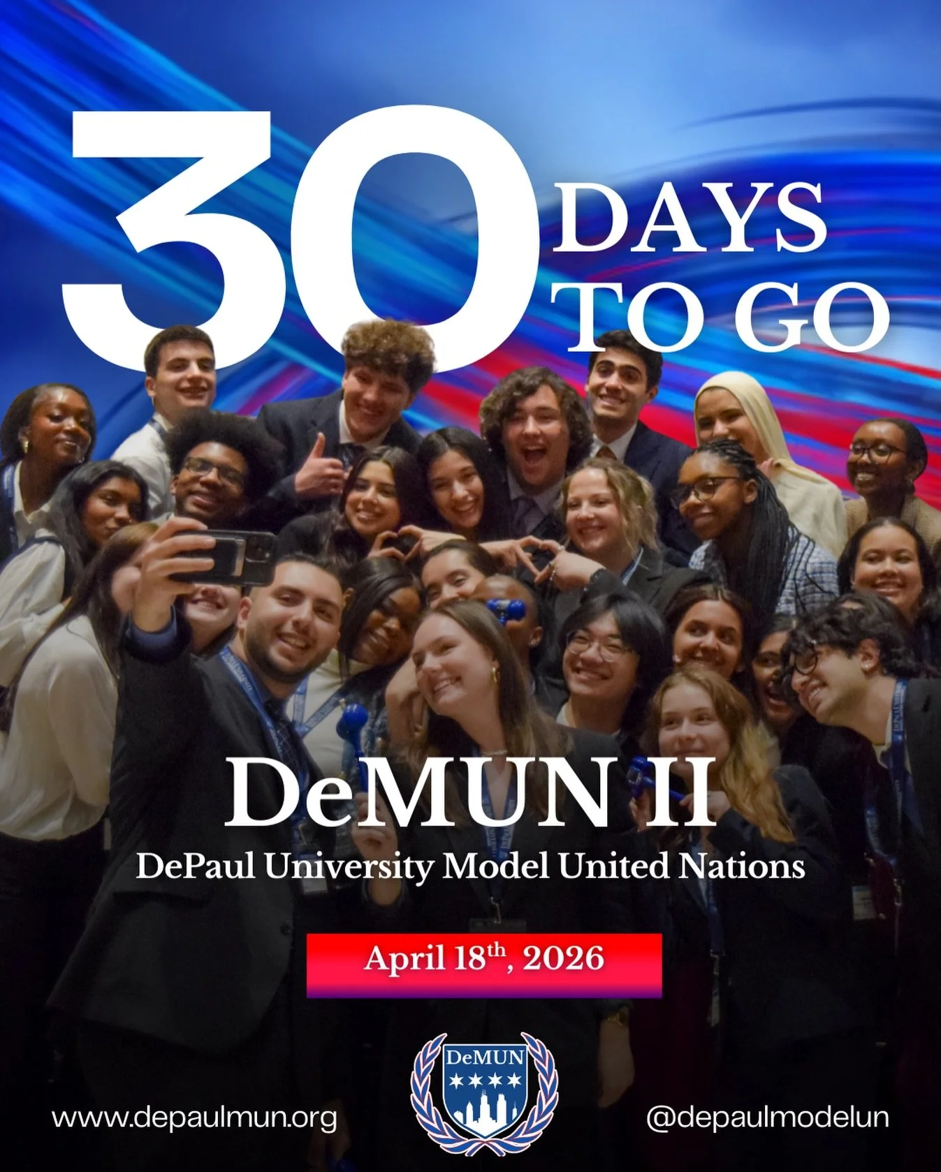 30 Days Until DeMUN II

In 30 days, we look forward to welcoming delegates and advisors from across Chicagoland and beyond to DePaul University for DeMUN II.

Our team is preparing to host a day of thoughtful debate, collaboration, and diplomacy here