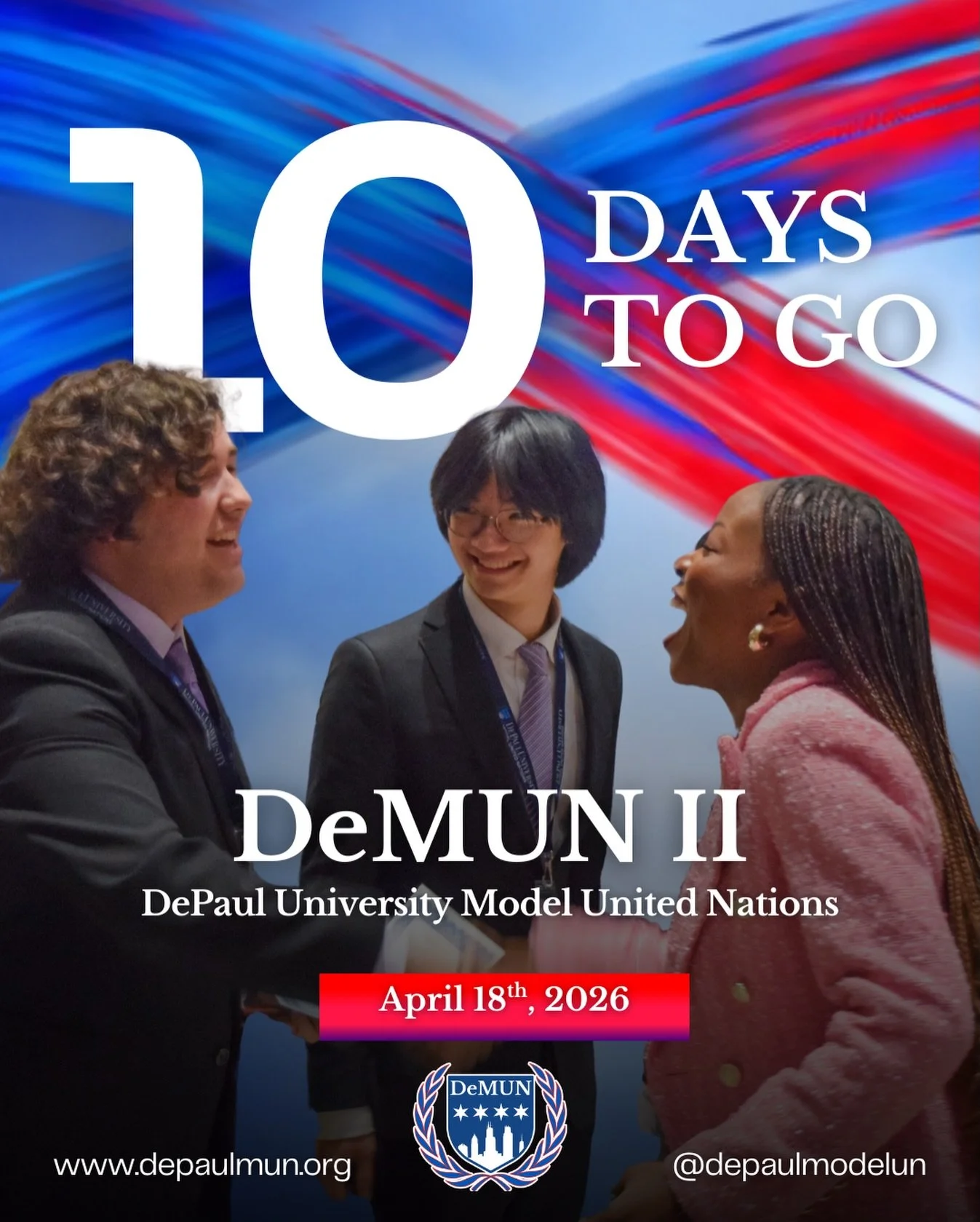 10 Days Until DeMUN II

Only 10 days until we welcome delegates from across Chicagoland to campus for DeMUN II.

Committees are set, preparations continue, and we look forward to hosting you in Chicago very soon.

#demunii