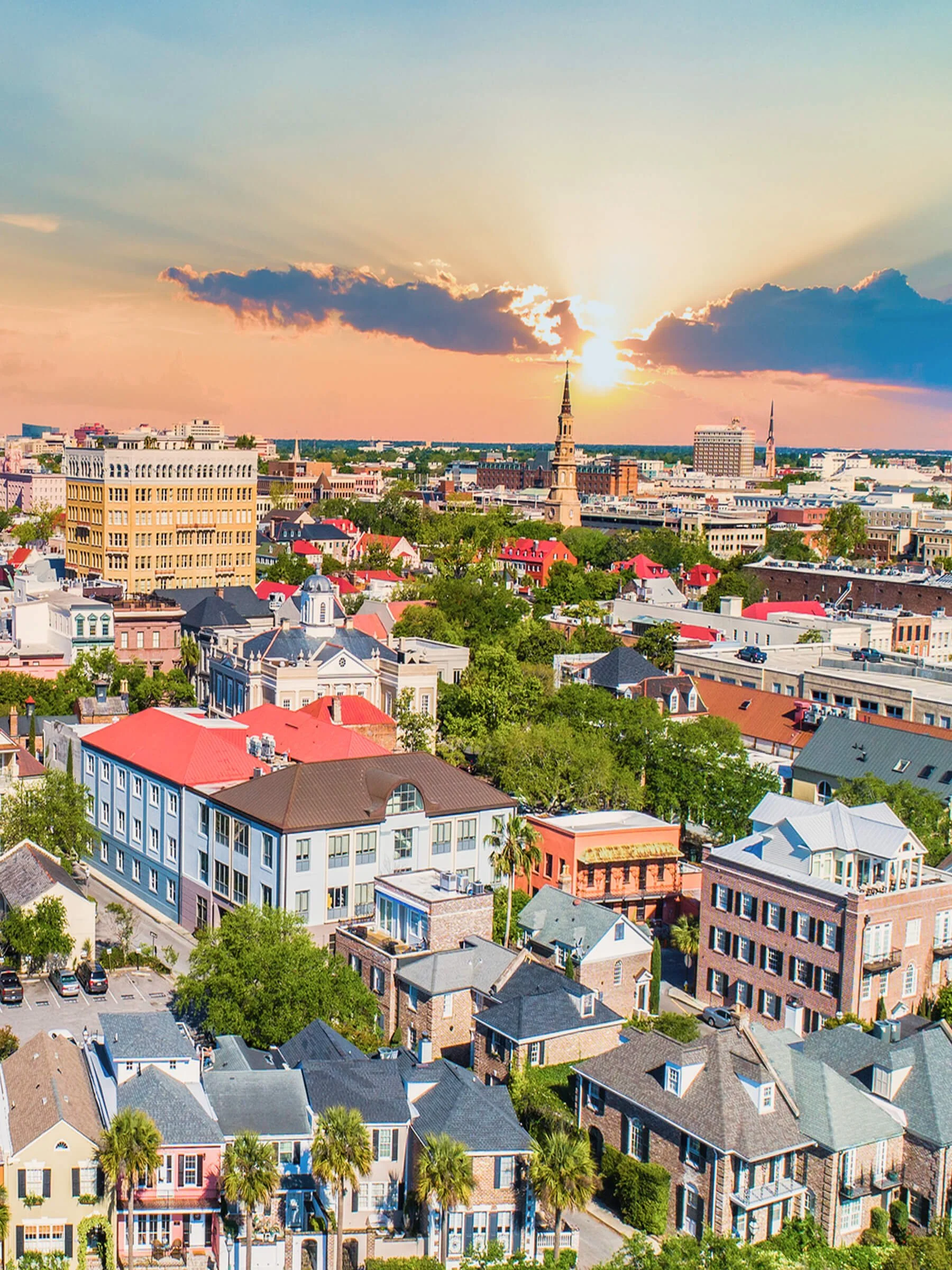 Charleston, SC skyline at sunset