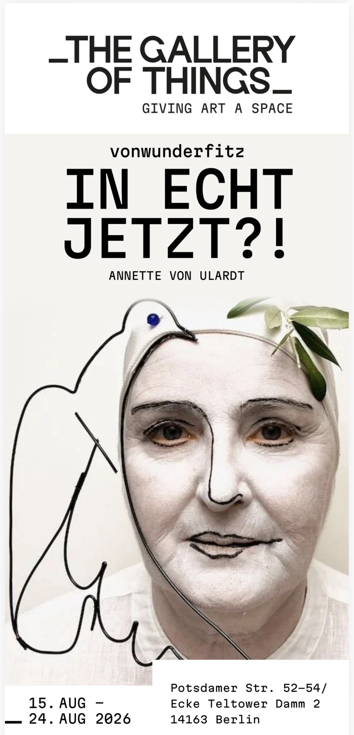 Einladung zur Ausstellung bei THE GALLERY OF THINGS im August 2026 Berlin Zehlendorf mit Annette von Ulardt vonWunderfitz