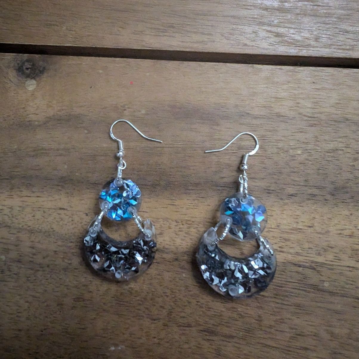 Blue Moon Glitter Dangle Earrings