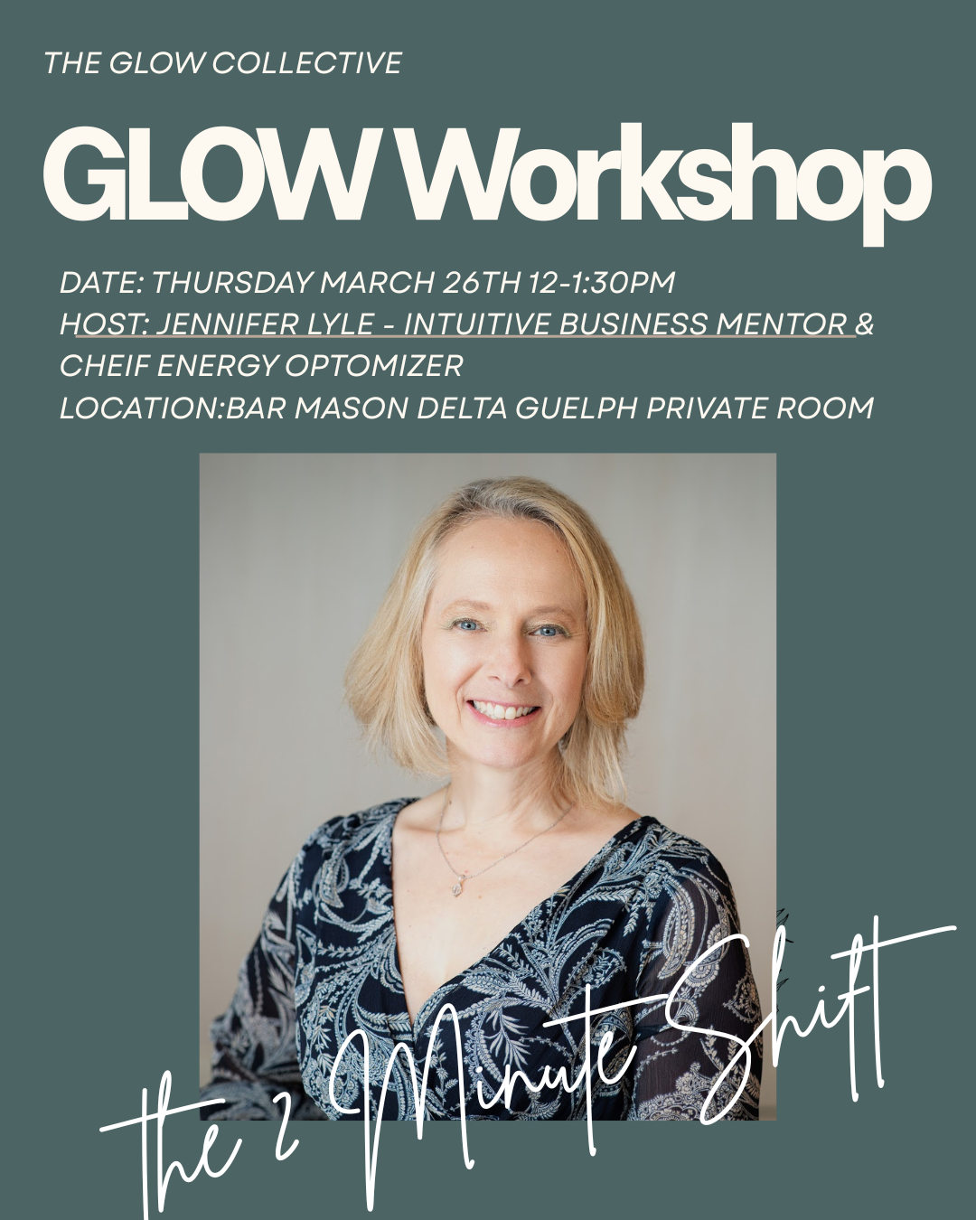 GLOW Workshop - The Two Minute Shift - from overwhelm to confident calm - Thursday March 26th 12-1:30pm
