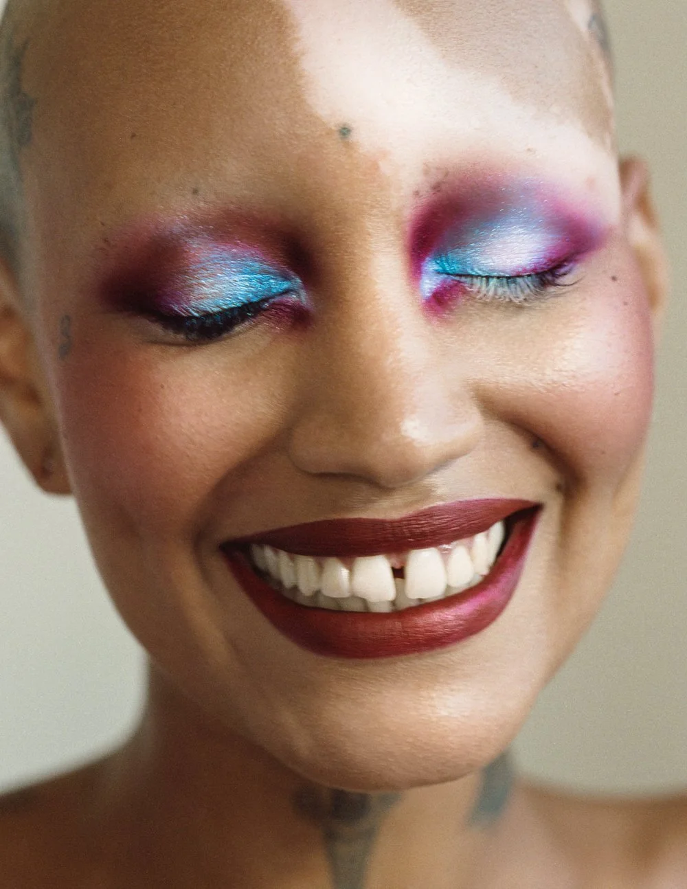 beauty blue and red purple eye