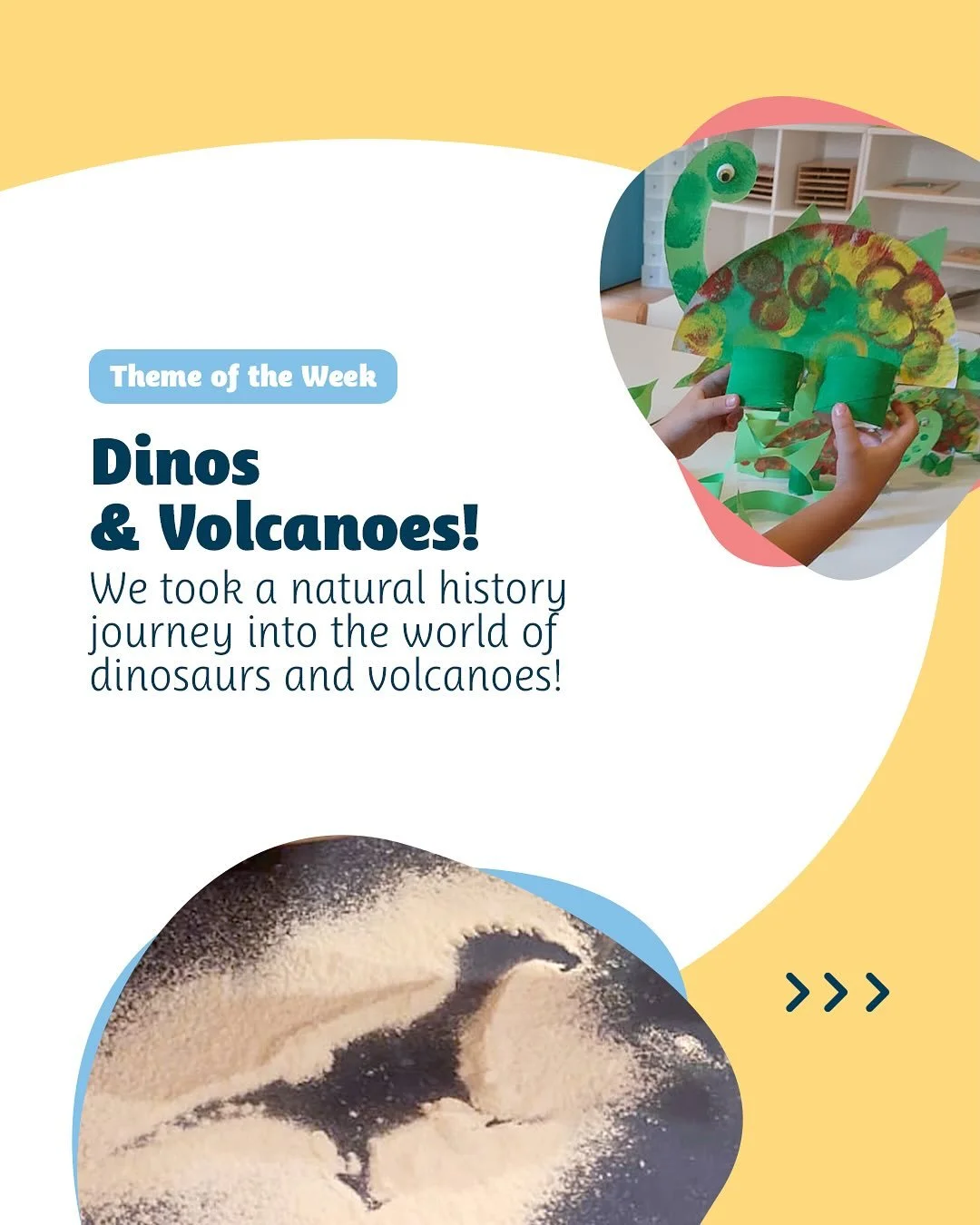 Last week we took a little natural history expedition, diving into the world of dinosaurs and even making our own volcanoes. These activities are a not only a great way to learn more about our world through science, but also offer opportunities to im