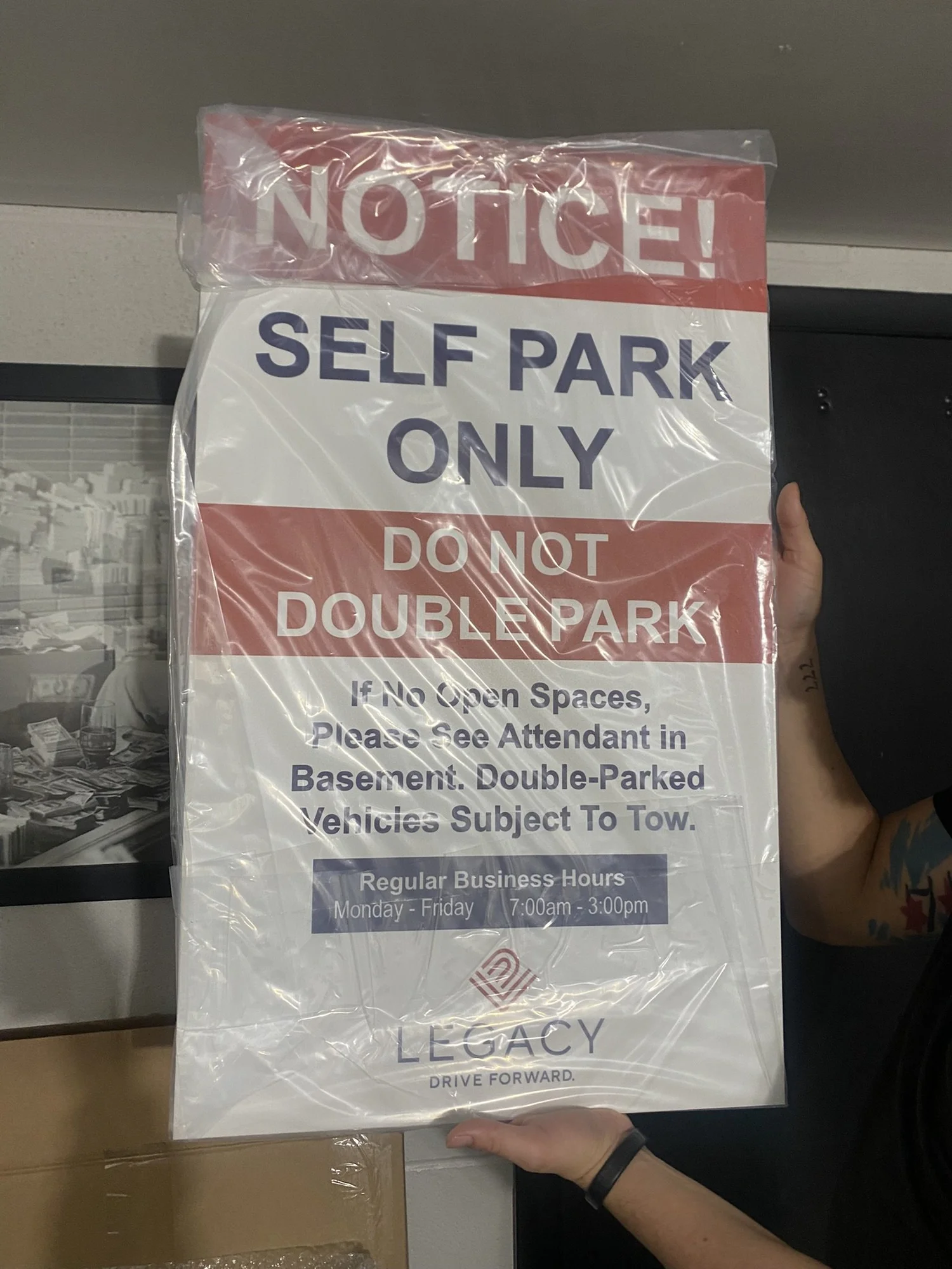 Legacy parking sign