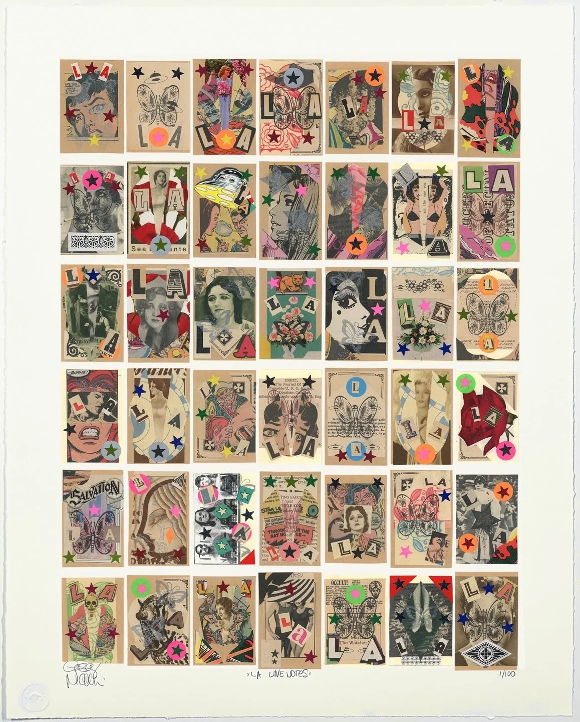 LA Love Notes,&nbsp;2025
Archival pigment print on Somerset satin&nbsp;
22 x 28 in
Signed, titled, and numbered by the artist
Edition of 100

Casey Niccoli&rsquo;s&nbsp;LA Love Notes&nbsp;is a print edition featuring 42 of the 70 mini collages she cr