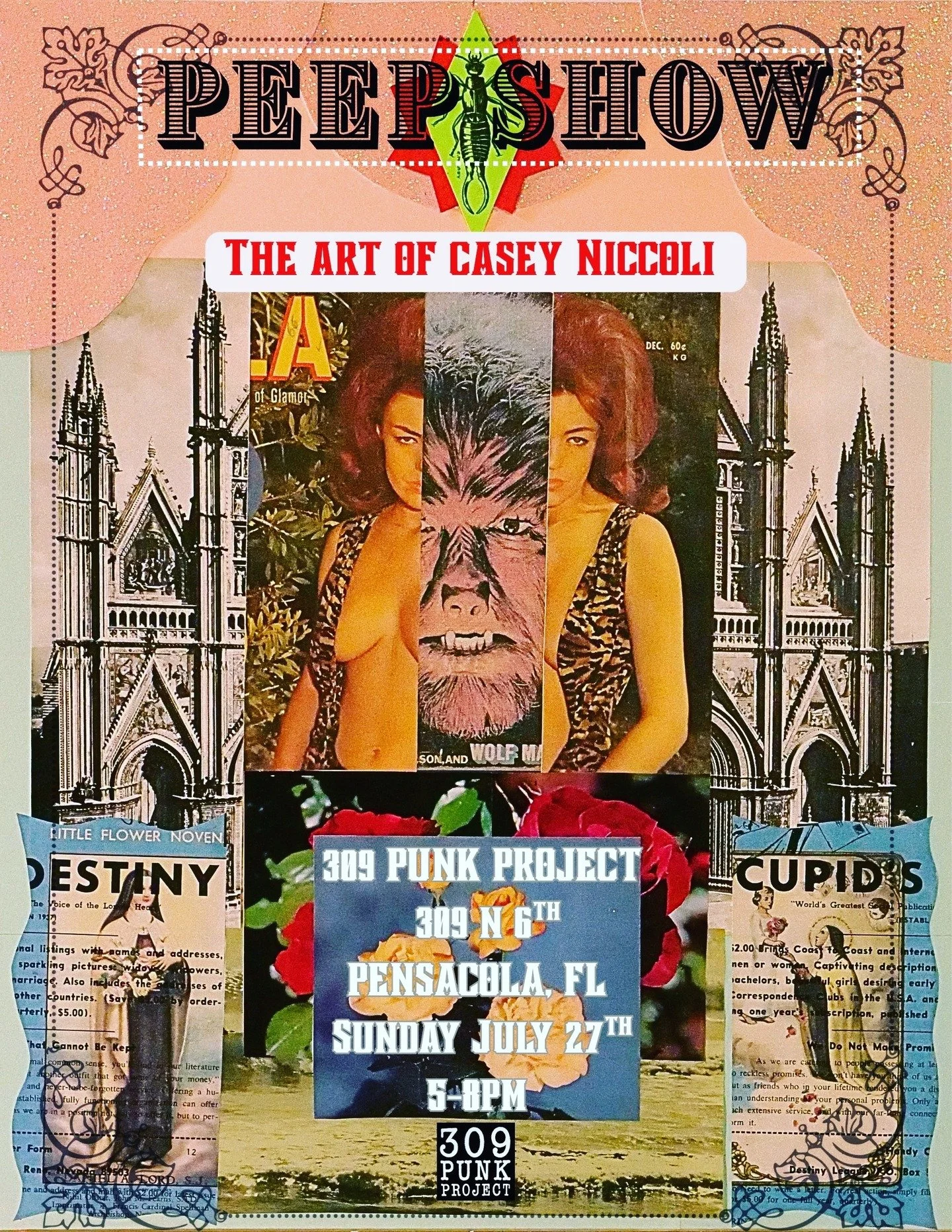 PEEP SHOW! I will be exhibiting a collection of my art at the @309punkproject space on Sunday, July 27th, in Pensacola, Florida. It will be from 5pm to 8pm. In addition to my artwork, they have a large punk rock archive with the coolest collection of