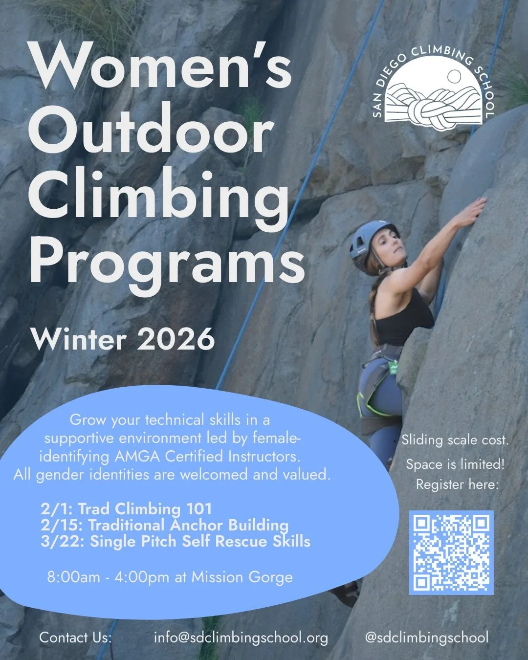 Women&rsquo;s Outdoor Climbing Programs - New Programs &amp; Dates! 💫

Led by AMGA-certified female instructors, these outdoor clinics create a supportive space to build technical skills, confidence, and connection. Our facilitation centers women&rs