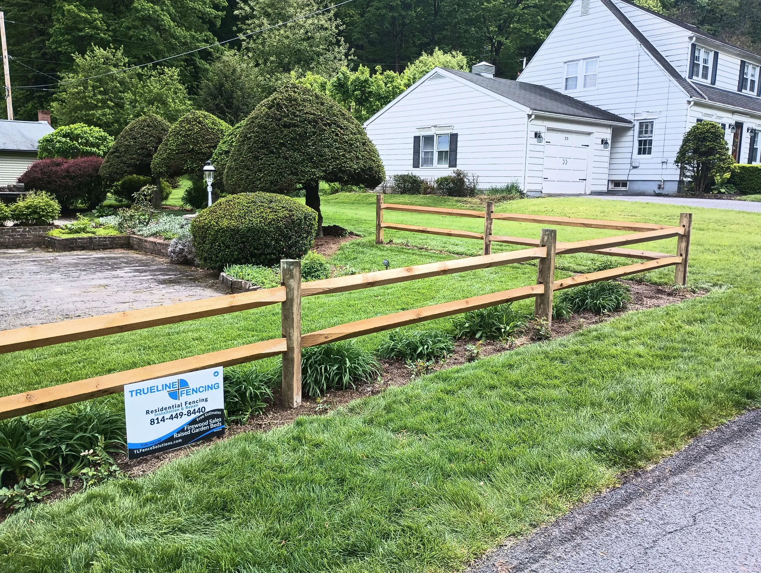 Split Rail fence installation in front yard
