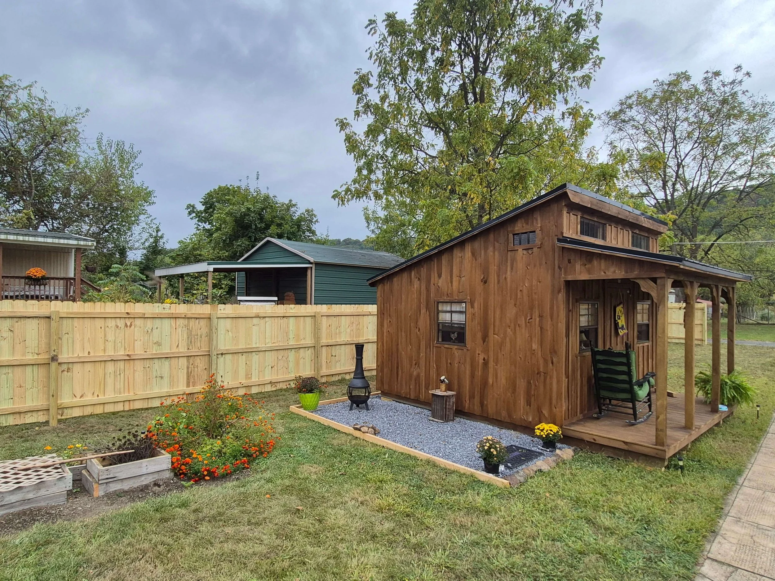 Privacy fence installation in the back yard