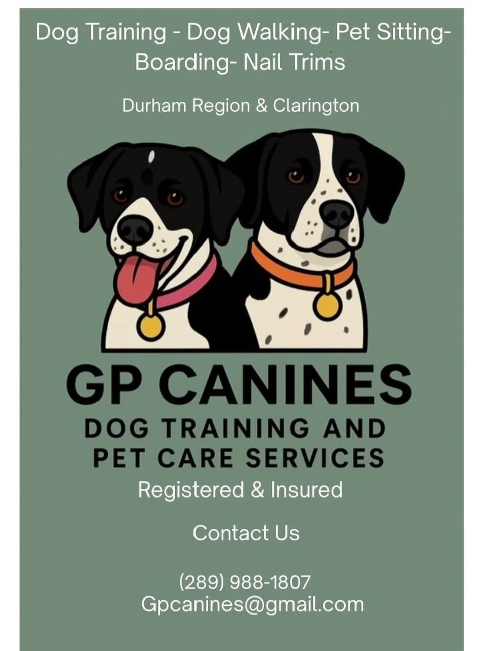 We offer a Variety of Services. At GP Canines we take care of more than just dogs. We will also look after Cats and Exotic Pets too! #durhamregionpetcare #durhamregiondogtrainer #Claringtonpetcare #claringtondogtrainer #durhamdogwalker #claringtondog