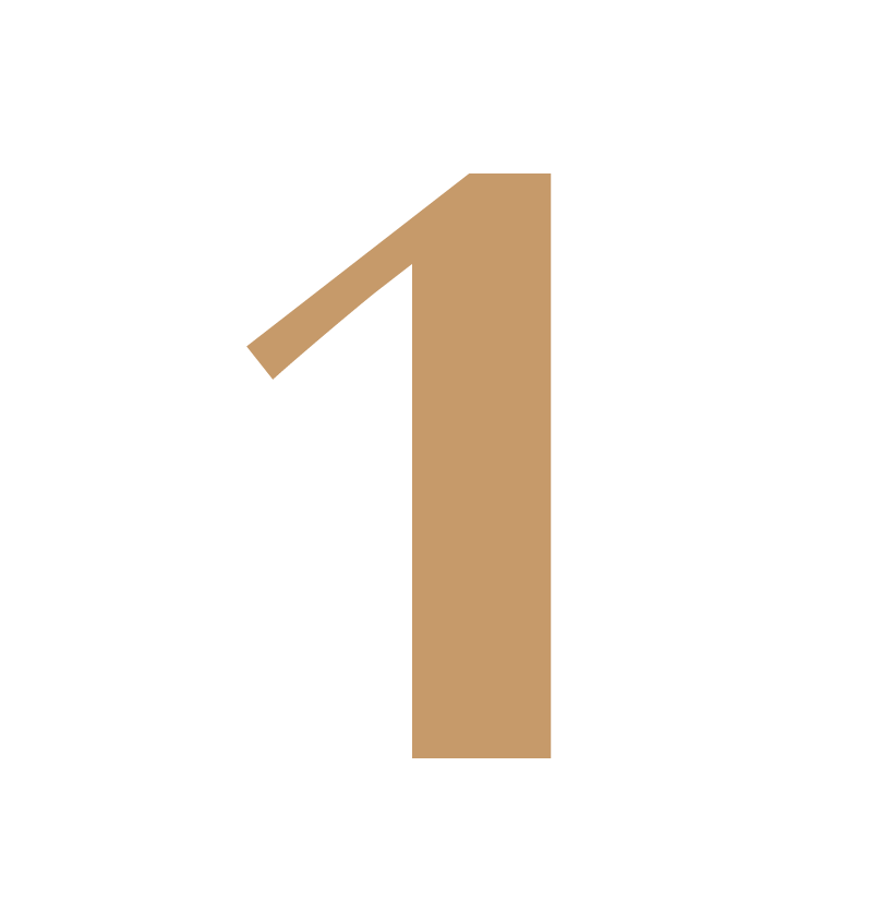 A large, stylized number one in gold, with a black background.