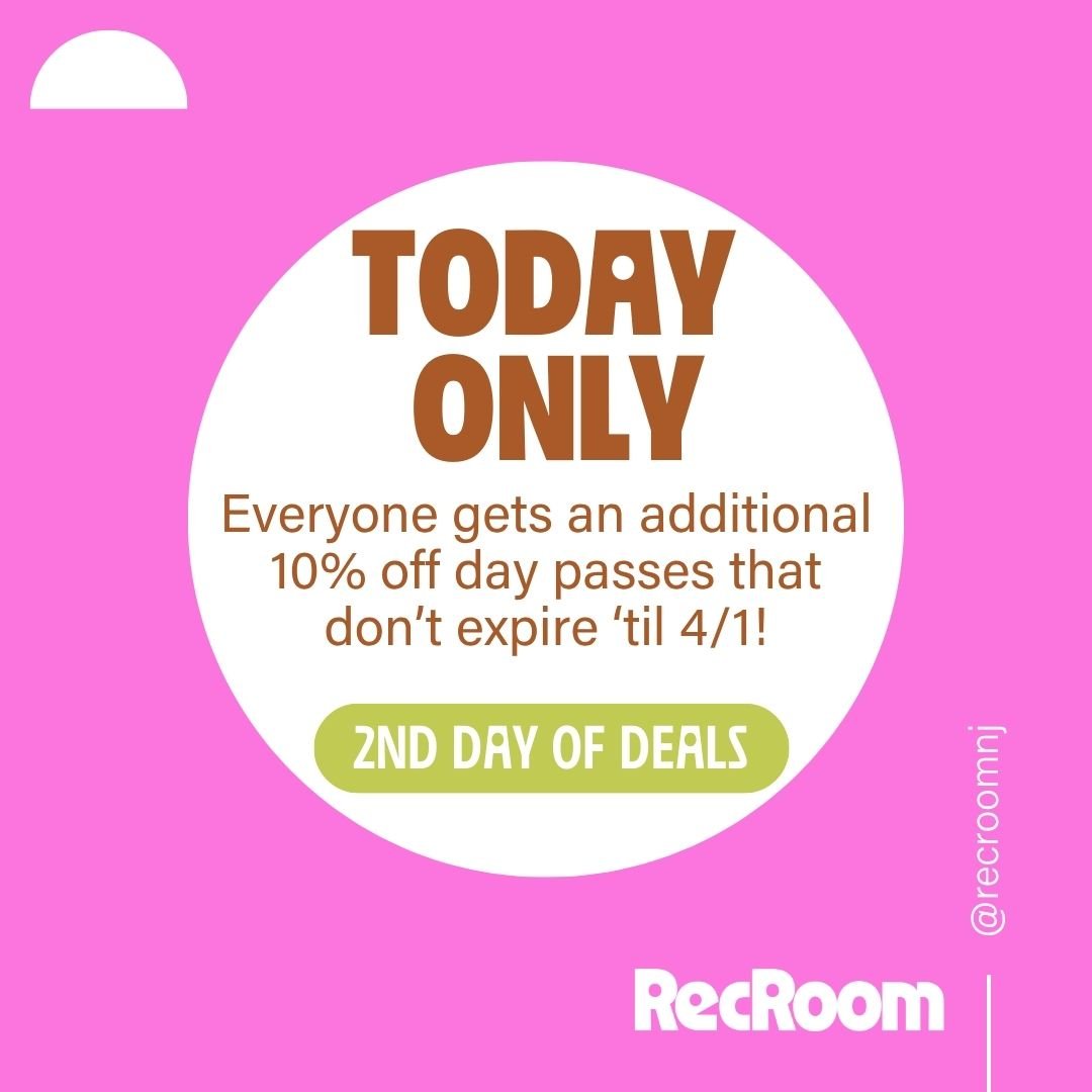 Day 2 of RecRoom deals is for the &ldquo;I just need a desk, not a commitment&rdquo; crowd. 😌

Today only: 10% off all day passes - buy 1 or buy 20. 🎟️

And members save even more: your regular 10% member discount stacks with today&rsquo;s deal for