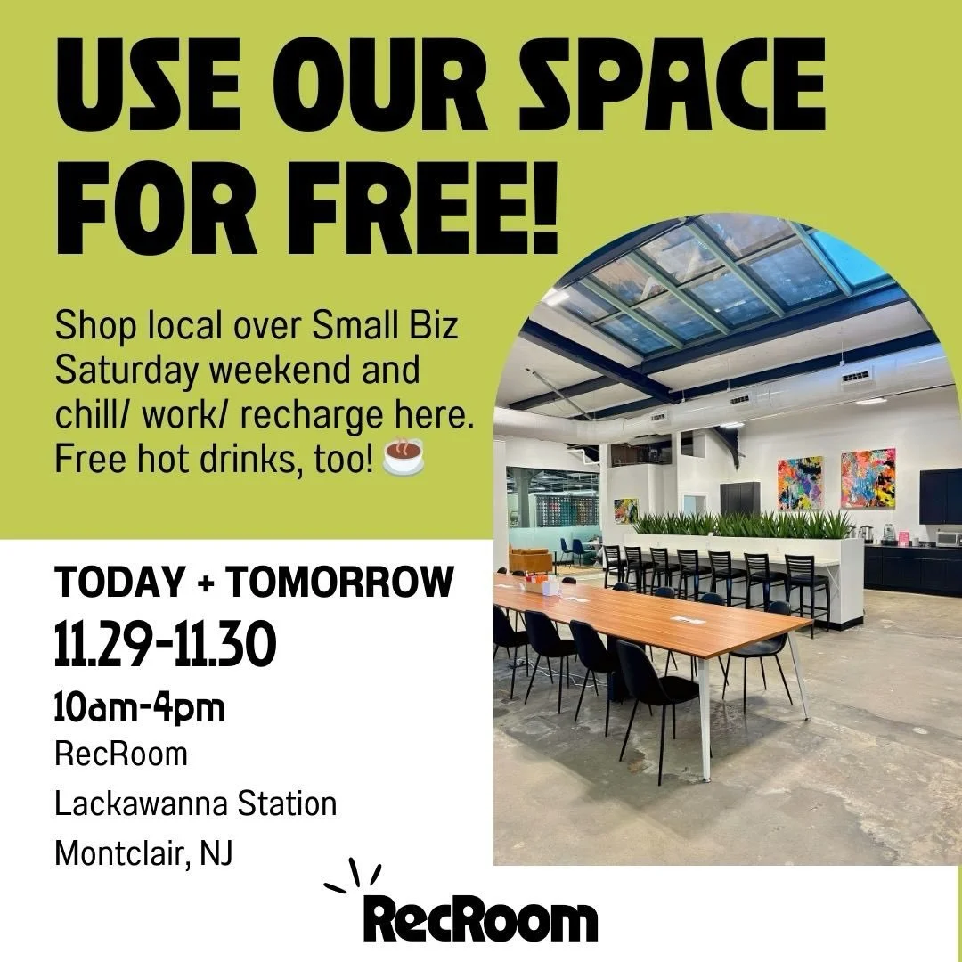 We are open FREE of charge today &amp; tomorrow❣️

🎁 As you shop for your holiday gifts at @montclair_flea , @lackawannastation &amp; our downtown neighbors, take a breather at RecRoom on us this weekend! 

💐No need to purchase or use any passes - 