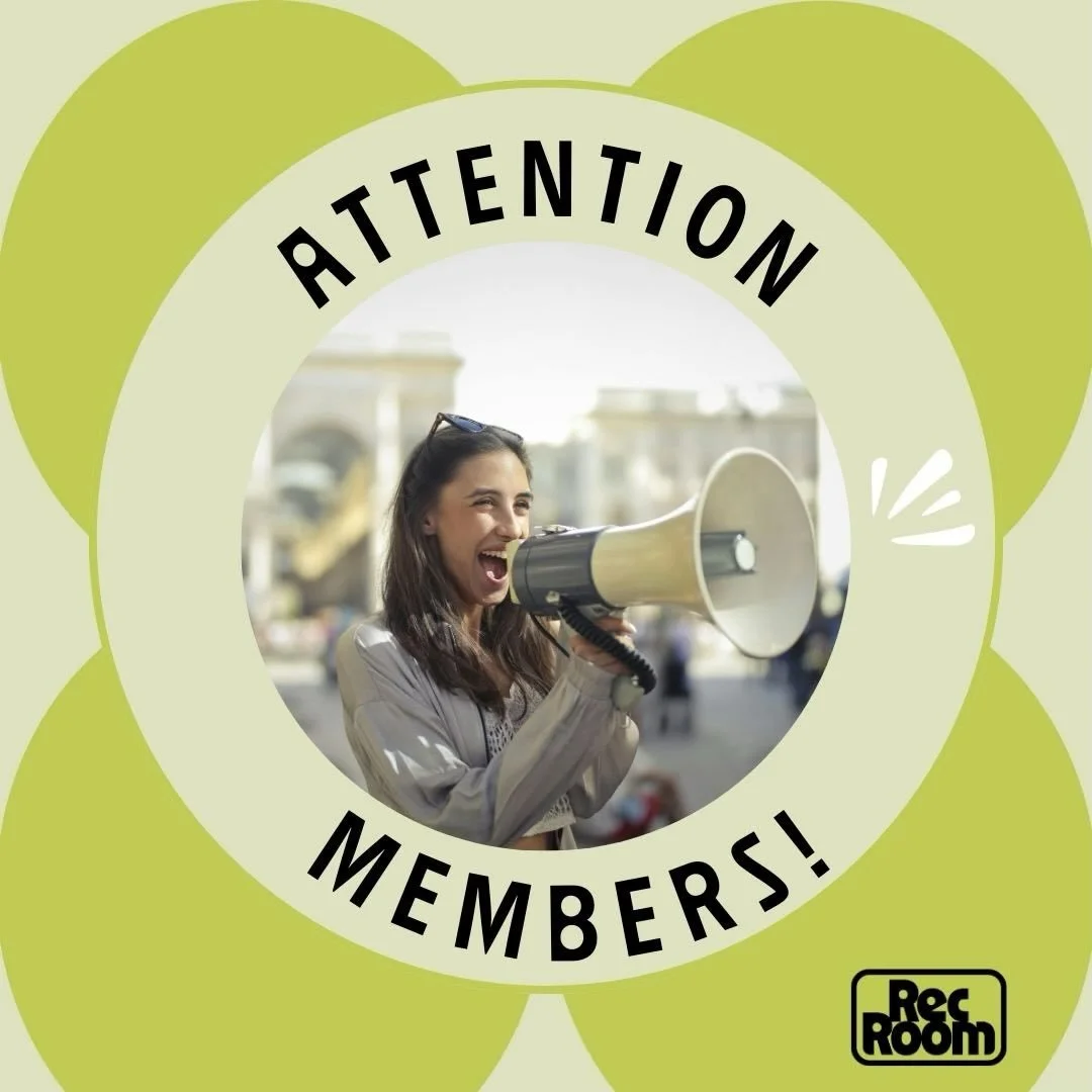 ✨ Holiday perk alert! ✨
We&rsquo;re rolling out a special gift for ALL MEMBERS: any day passes or monthly visits that expired earlier this month have now been rolled over through December 31st! 🎁
Check your RecRoom portal to see if you&rsquo;ve got 