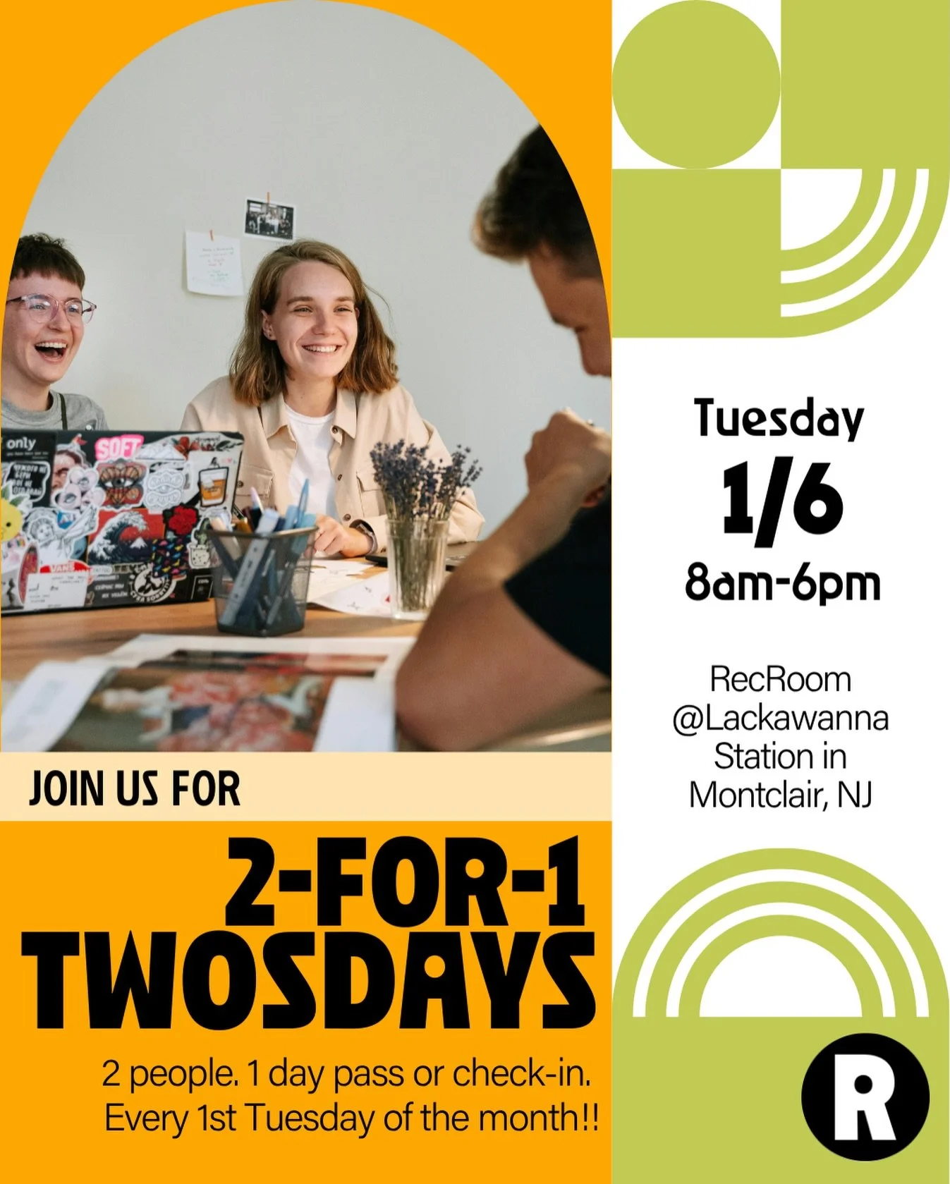 Every 1st Tuesday of the month, your day pass = entry for TWO. 🎉

That means you and your work bestie can cowork, jam, and caffeinate together for just $30! 

Don&rsquo;t miss out on this amazing deal 🤩 More details @ the link in our bio. 

#cowork