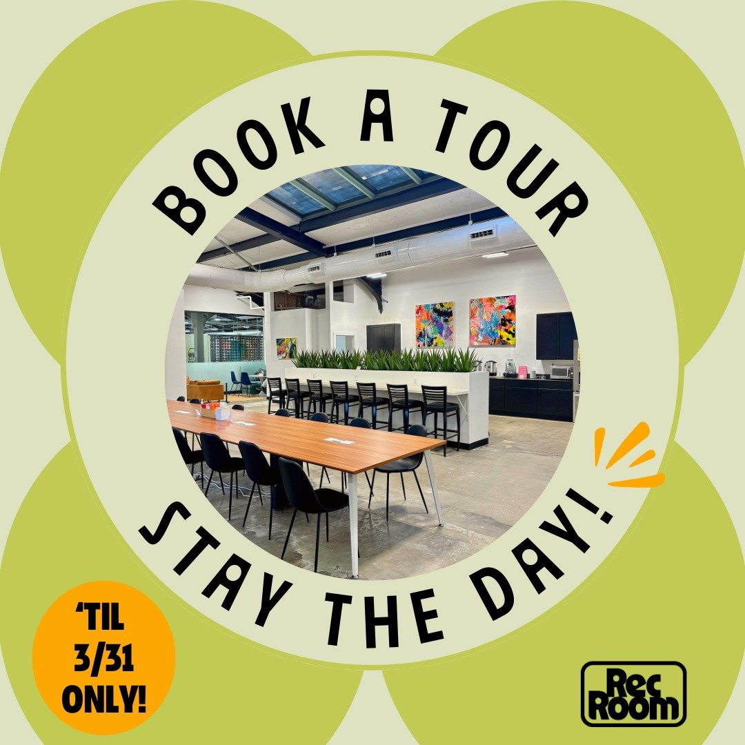 👀 Curious about RecRoom? Come take a look around&hellip; and then stay a while.

For a limited time, when you book a tour you can cowork here for the rest of the day - on us! It&rsquo;s the best way to catch our vibes, cross off your to do list &amp