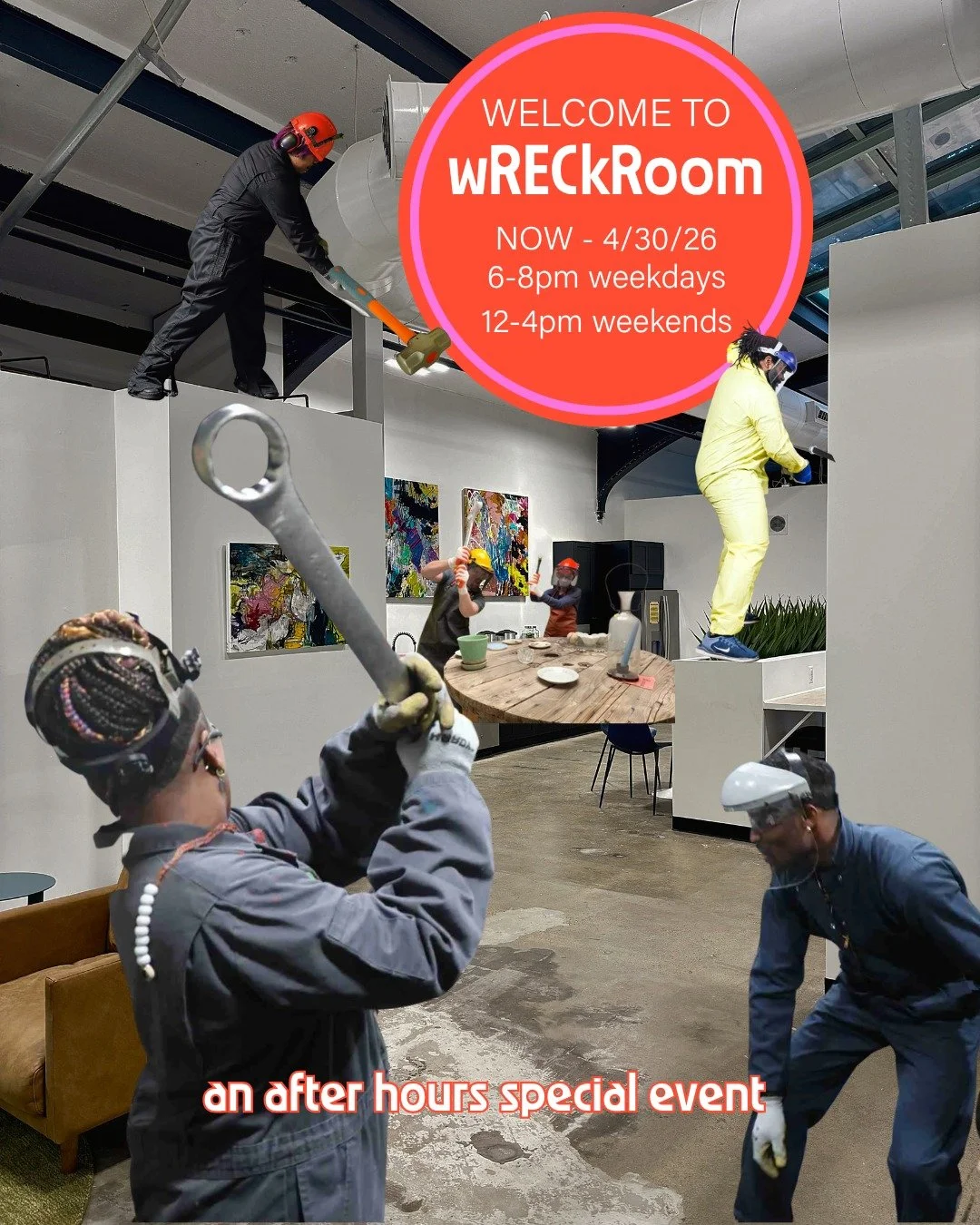 🚨 BIG NEWS, FRIENDS 🚨

We understand that sometimes, it's not enough to have a fantastic amazing life-changing productive coworking day at RecRoom. Some stress relief requires alternative methods &amp; we have just the event for you:

🛠️ Welcome t